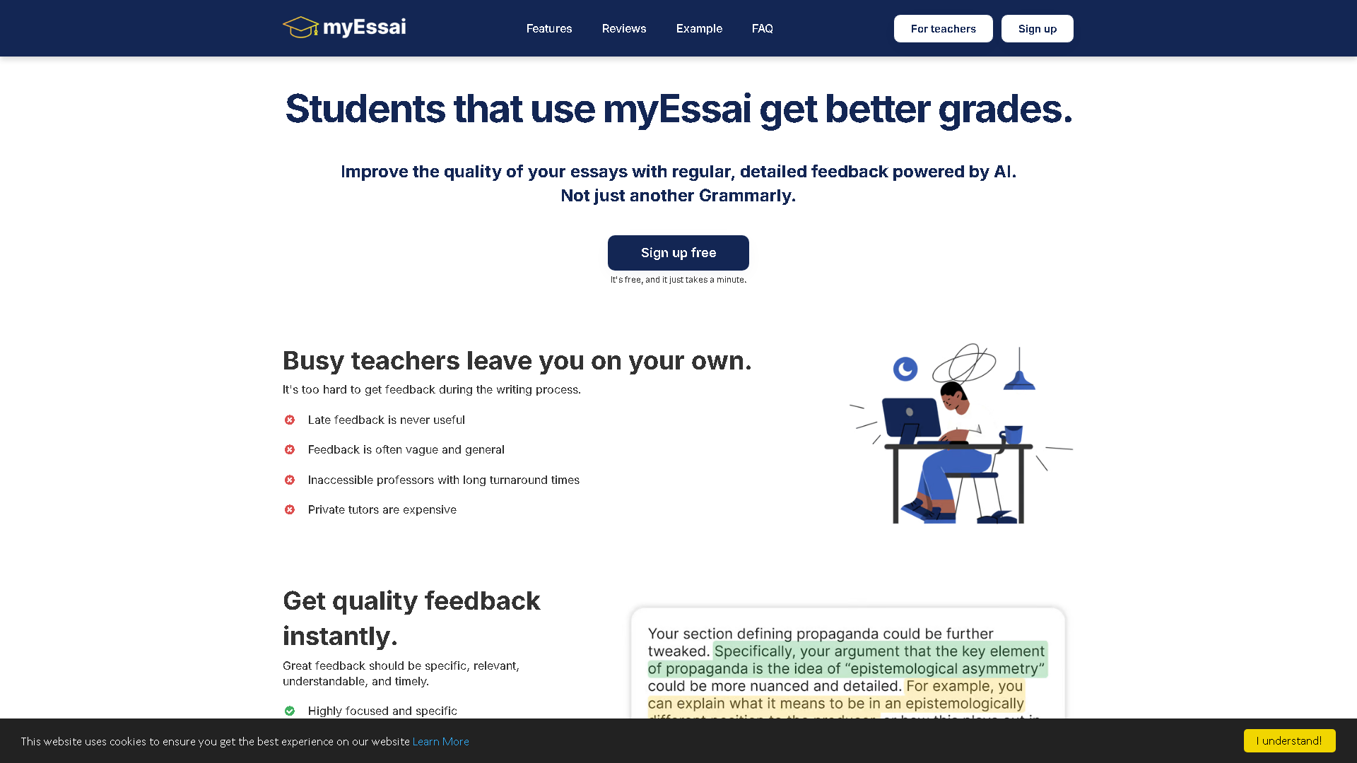 myEssai Interface Screenshot - Writing & Editing Tool