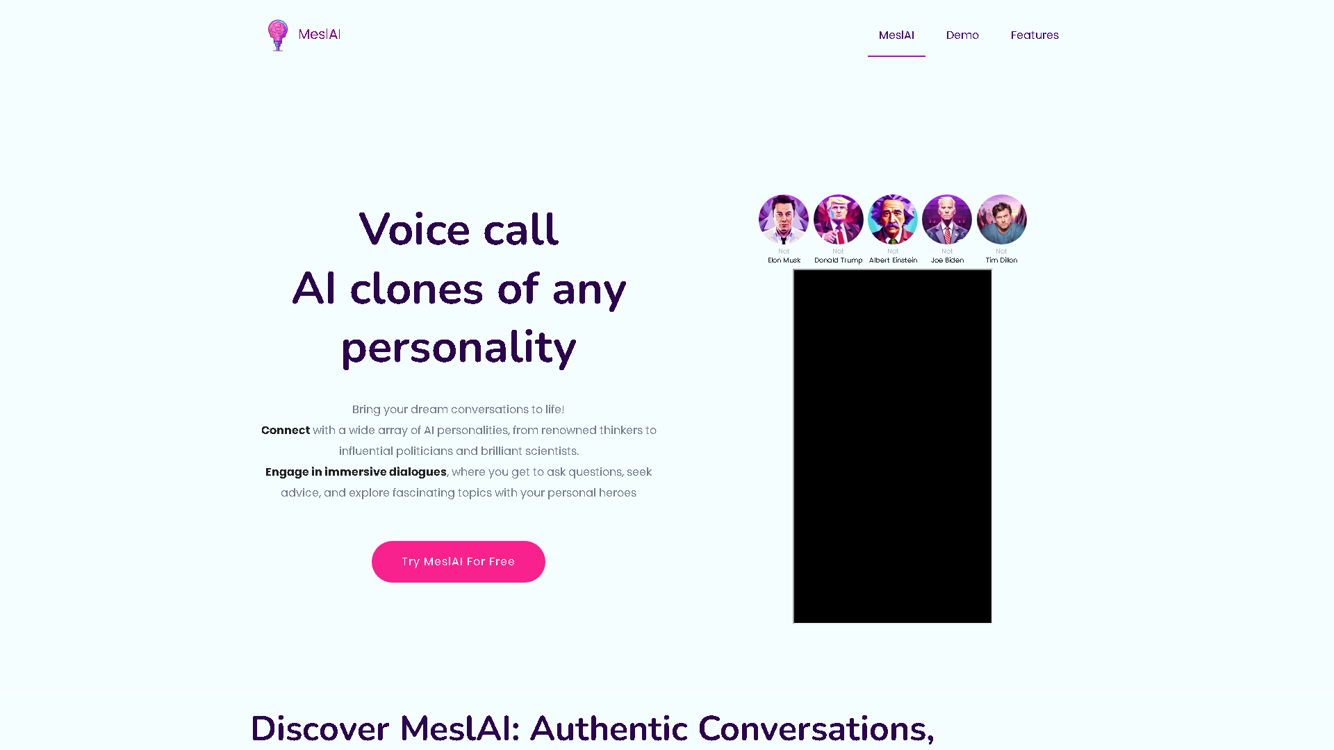 MeslAI Interface Screenshot - Voice Generation & Conversion Tool