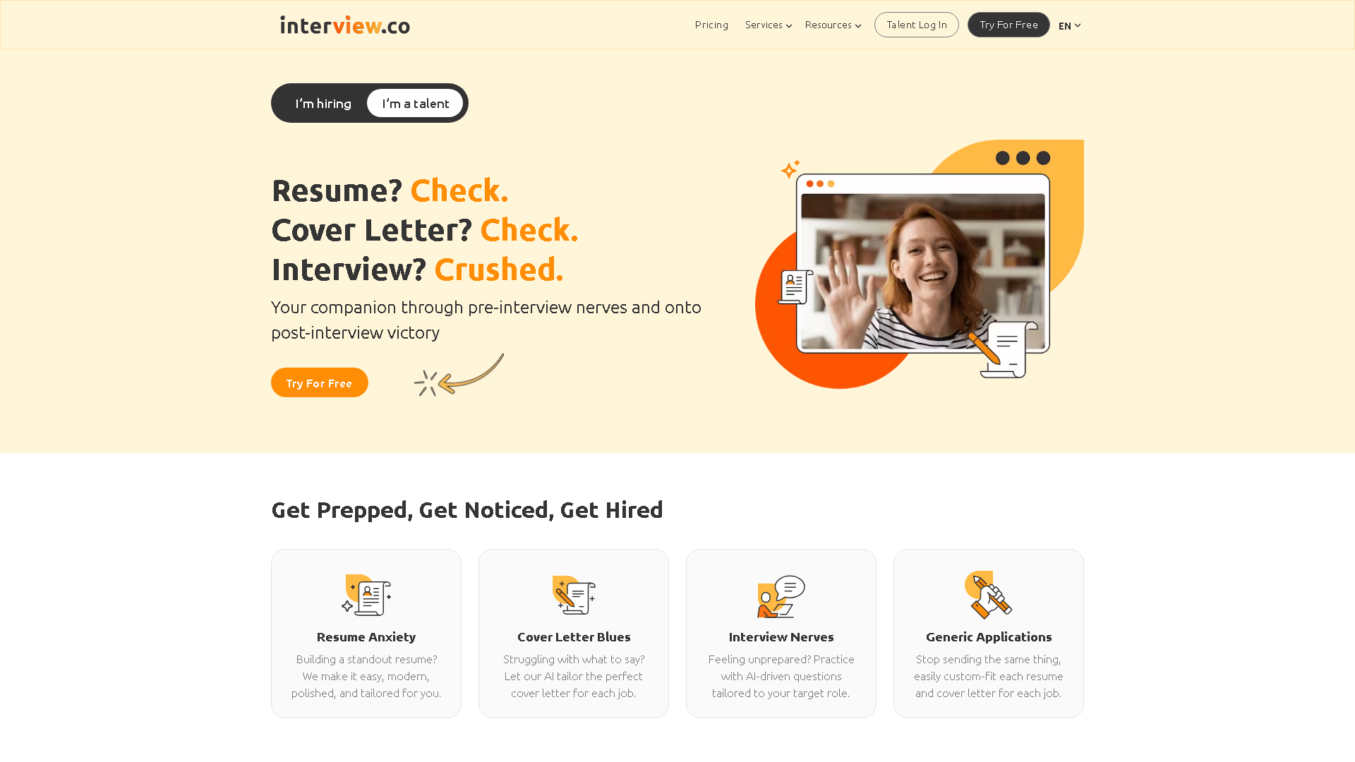 interview.co Interface Screenshot - Writing & Editing Tool