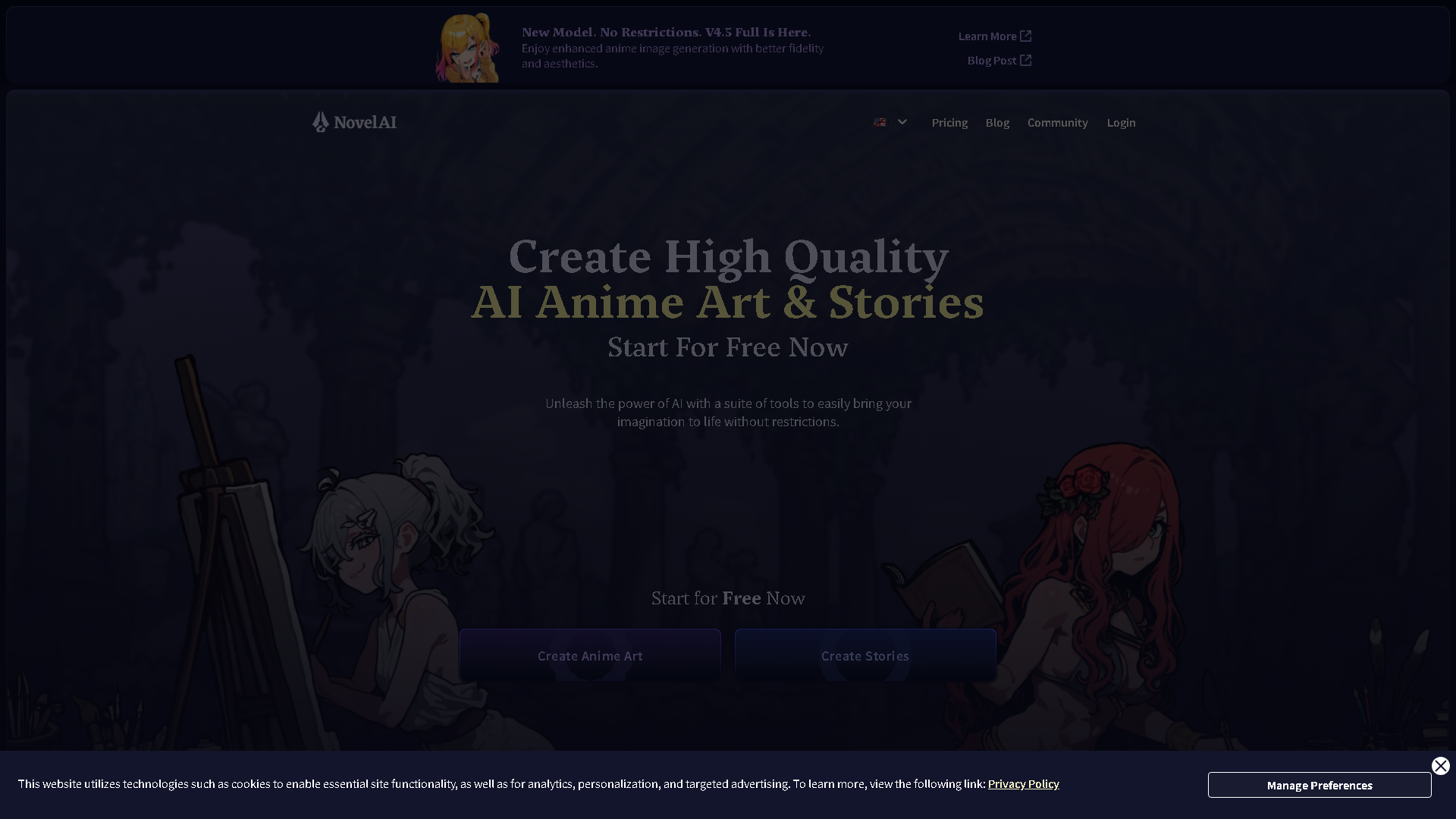 NovelAI Interface Screenshot - Writing & Editing Tool
