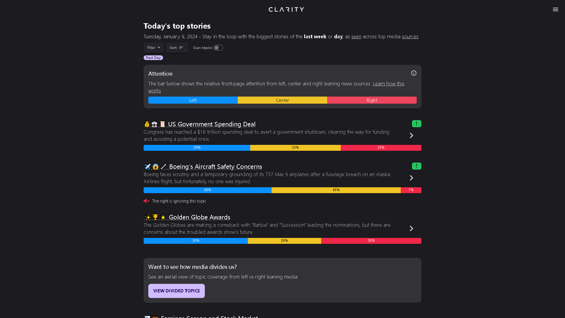 Clarity Interface Screenshot - Daily Life Tool