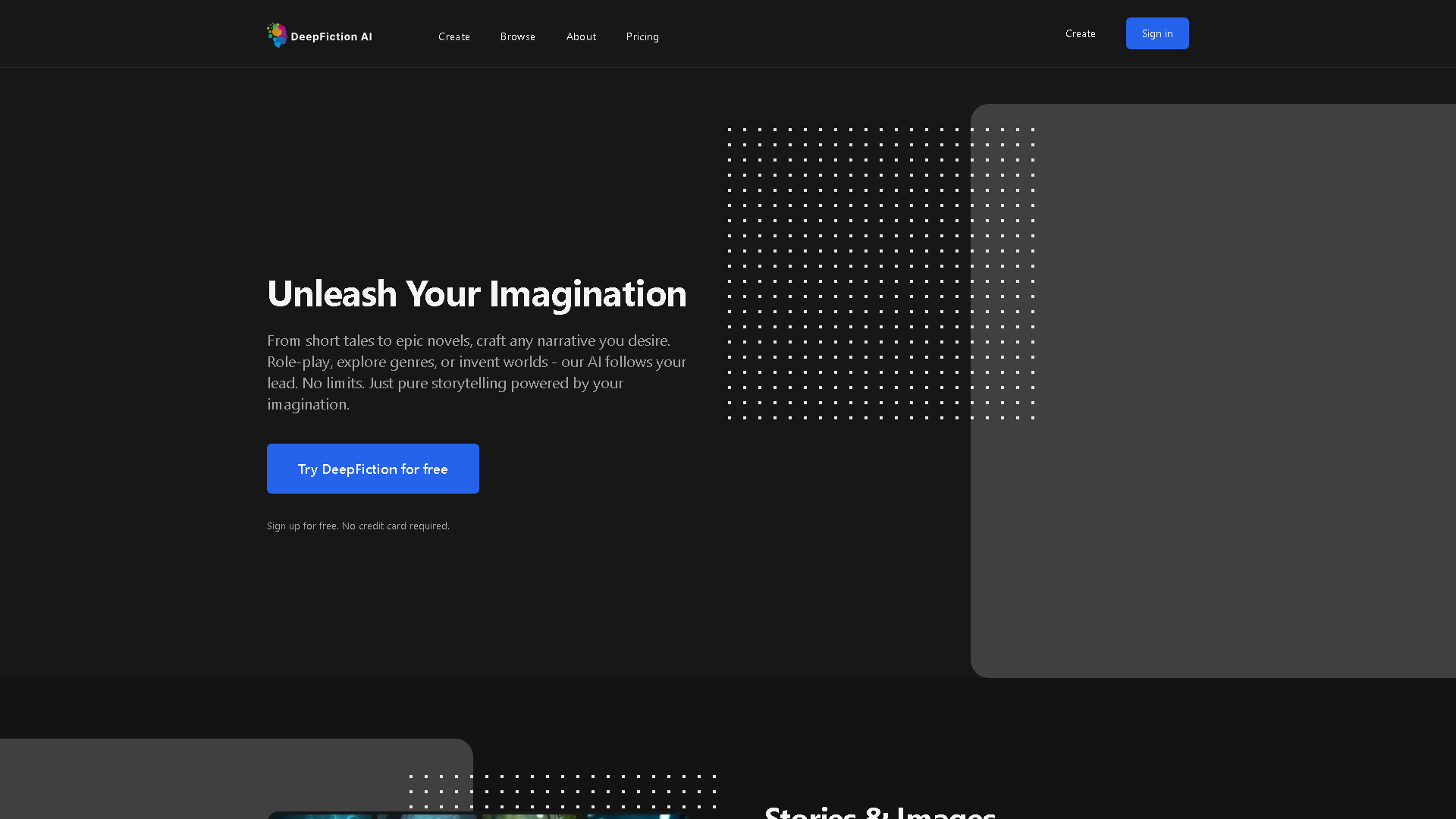 DeepFictionAI Interface Screenshot - Writing & Content Tool