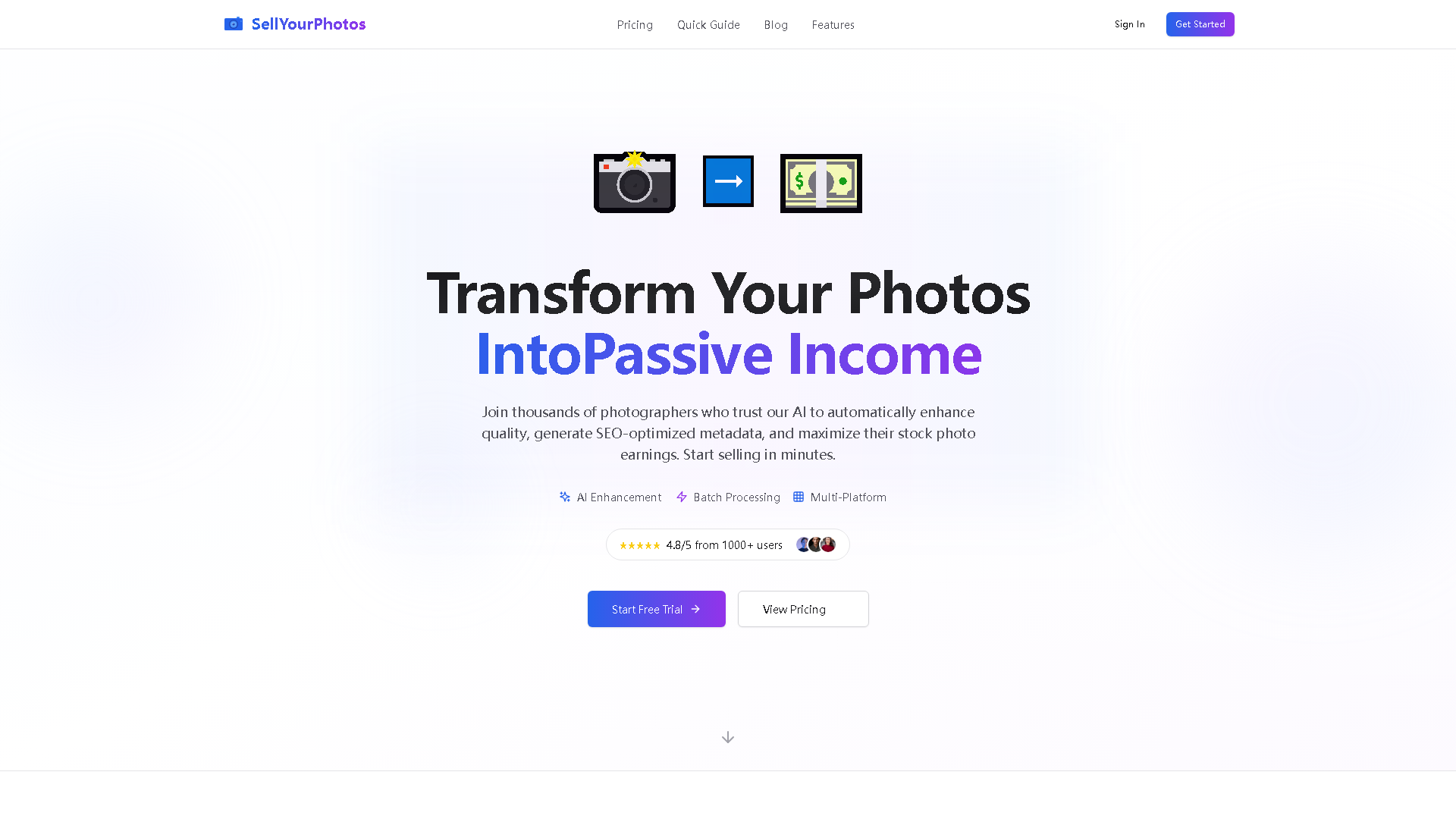 SellYourPhotos Interface Screenshot - Writing & Editing Tool
