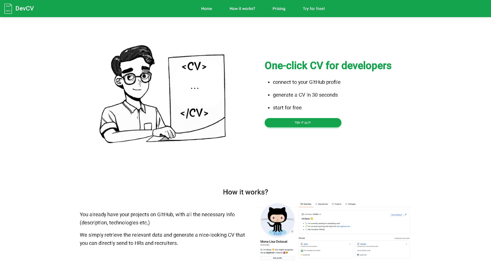 DevCV Interface Screenshot - Writing & Editing Tool