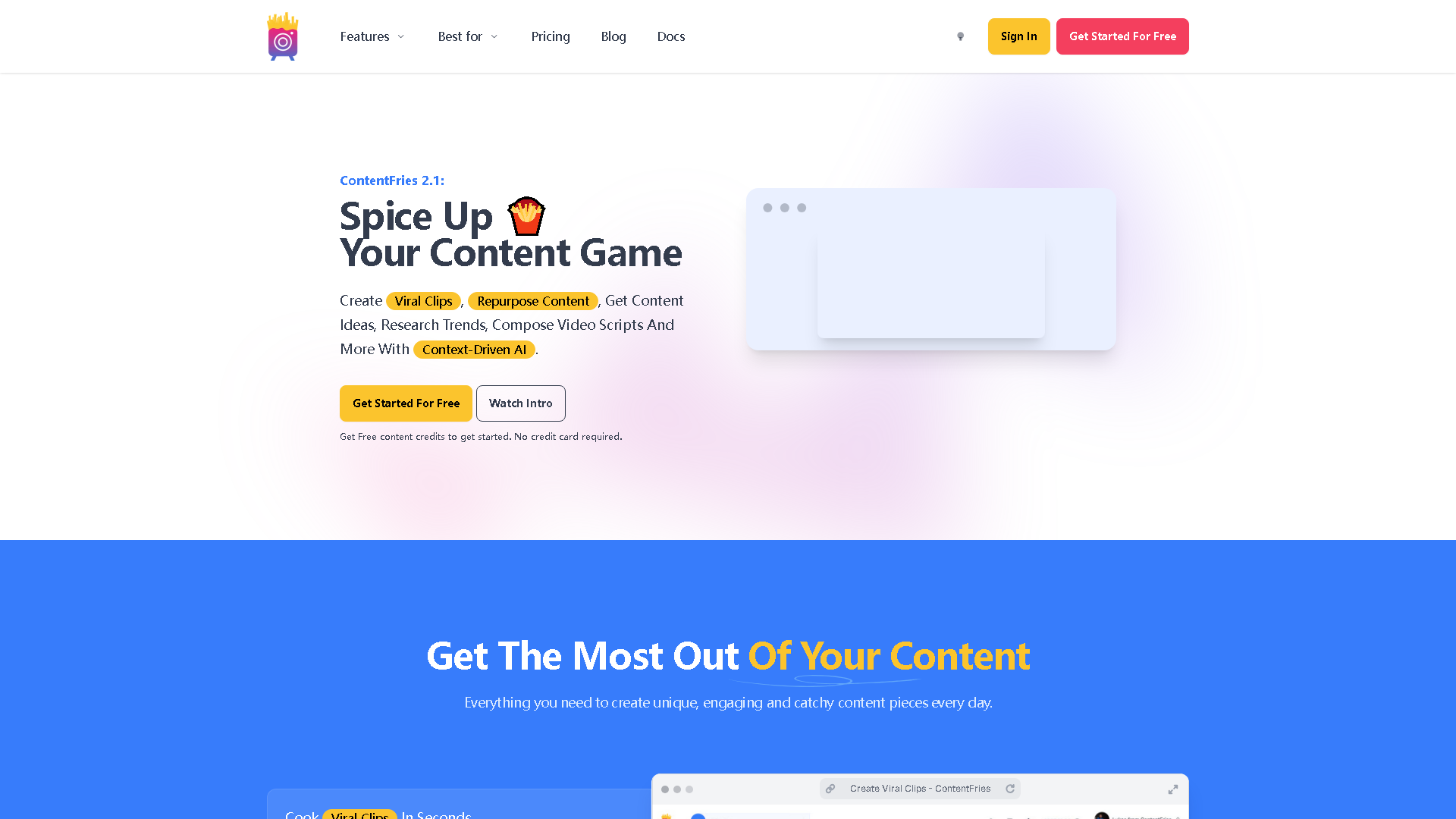 ContentFries Interface Screenshot - Writing & Editing Tool