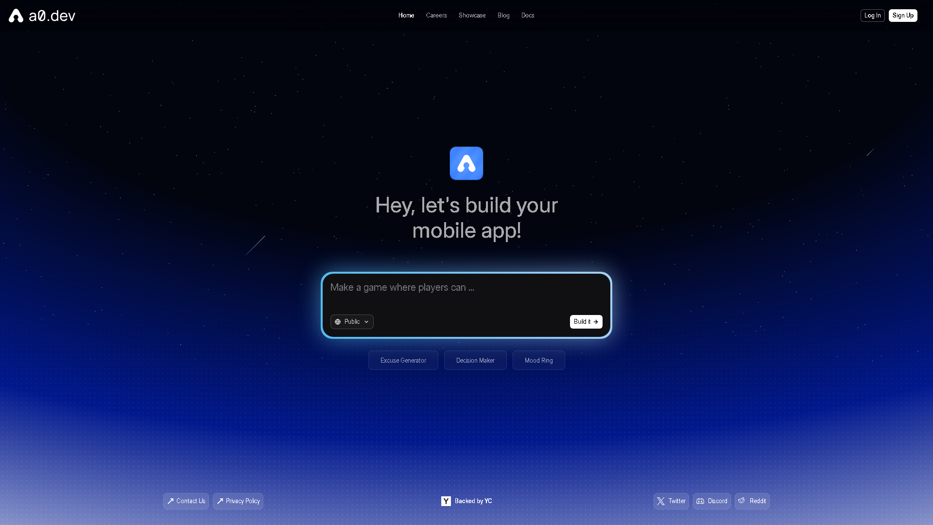 a0.dev Interface Screenshot - Writing & Editing Tool