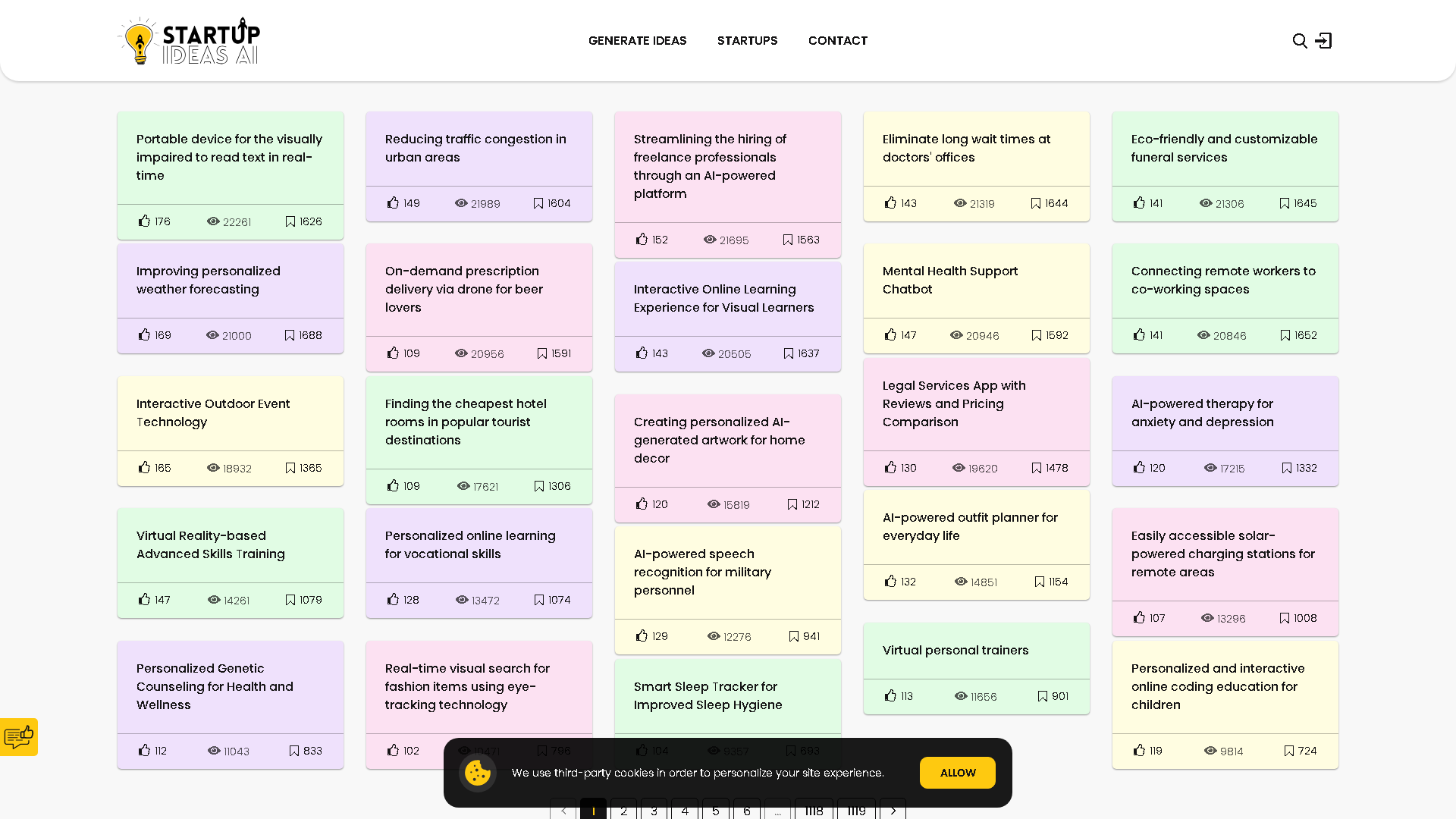 Startup Ideas AI Interface Screenshot - Business Research Tool