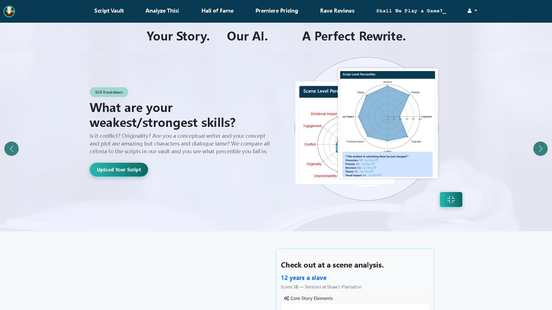ScriptReader.ai Interface Screenshot - Writing & Editing Tool