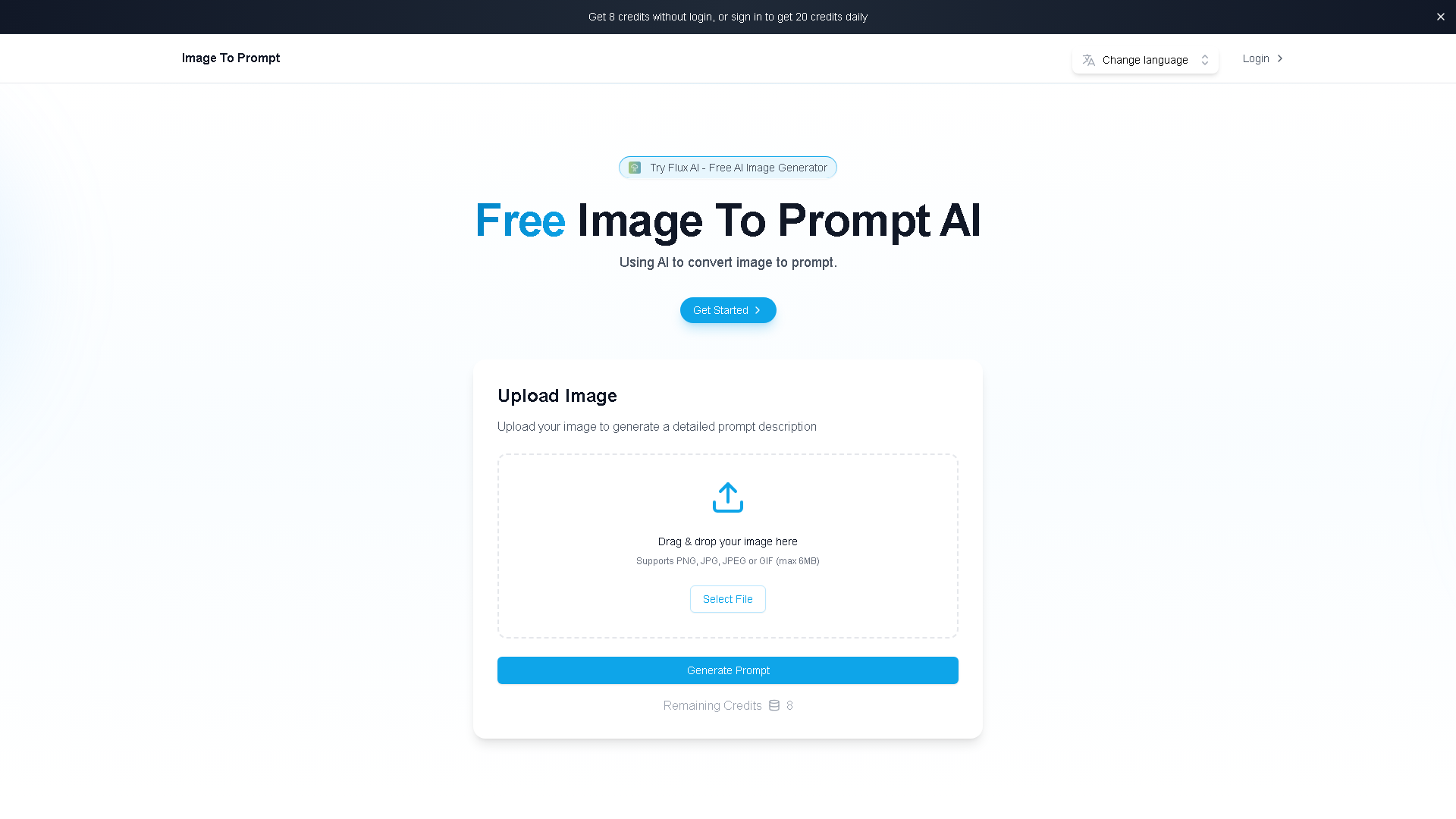 Image to Prompt AI Interface Screenshot - Writing & Editing Tool