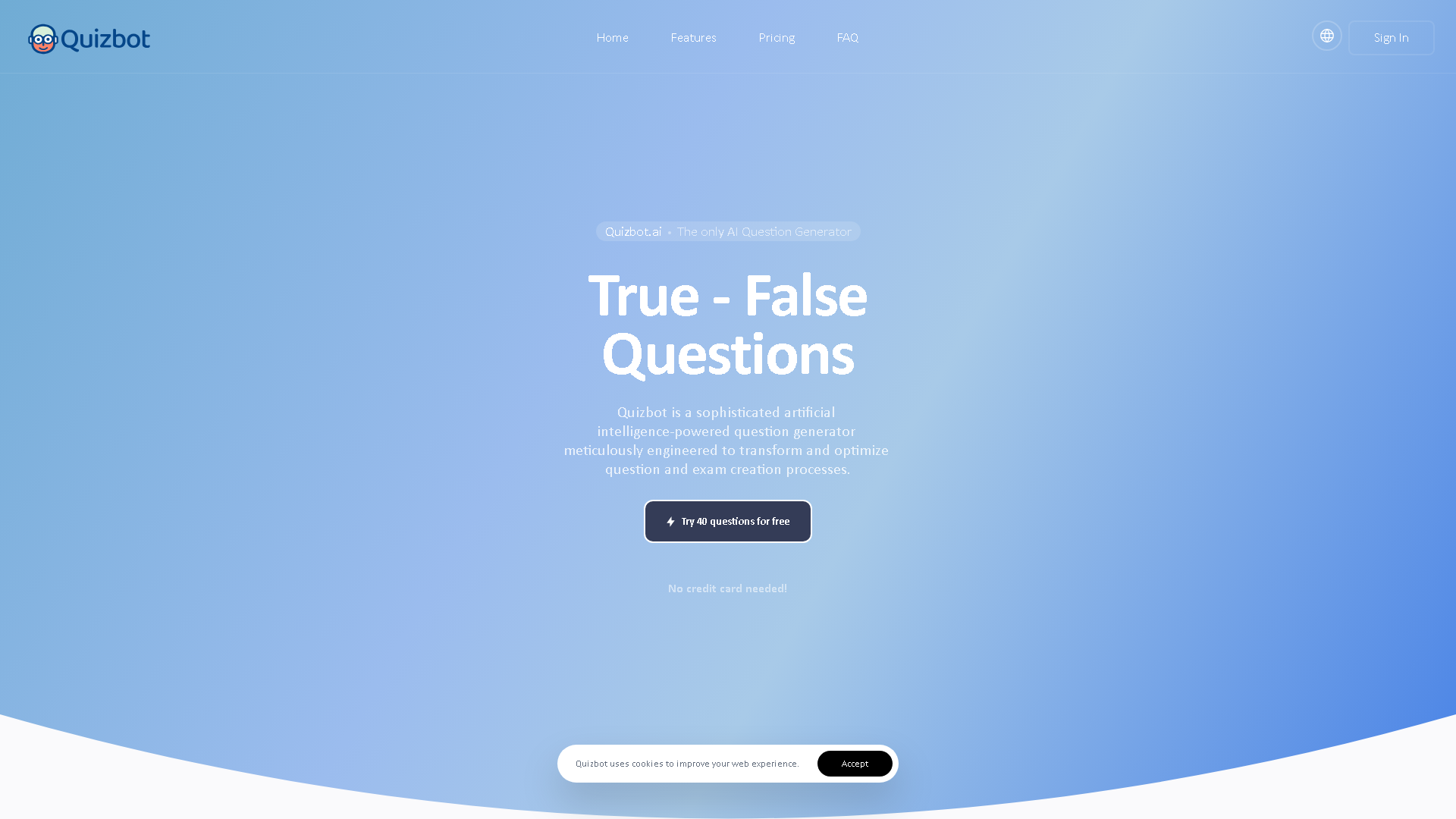 QuizBot.ai Interface Screenshot - Writing & Editing Tool