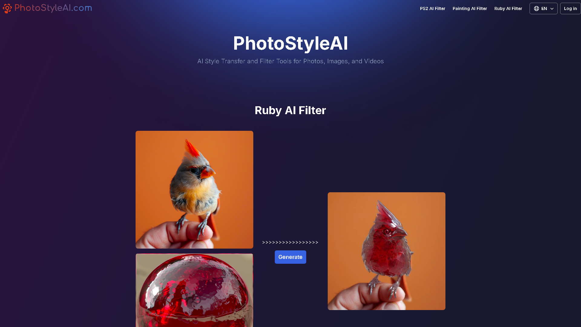 PhotoStyleAI Interface Screenshot - Image & Design Tool