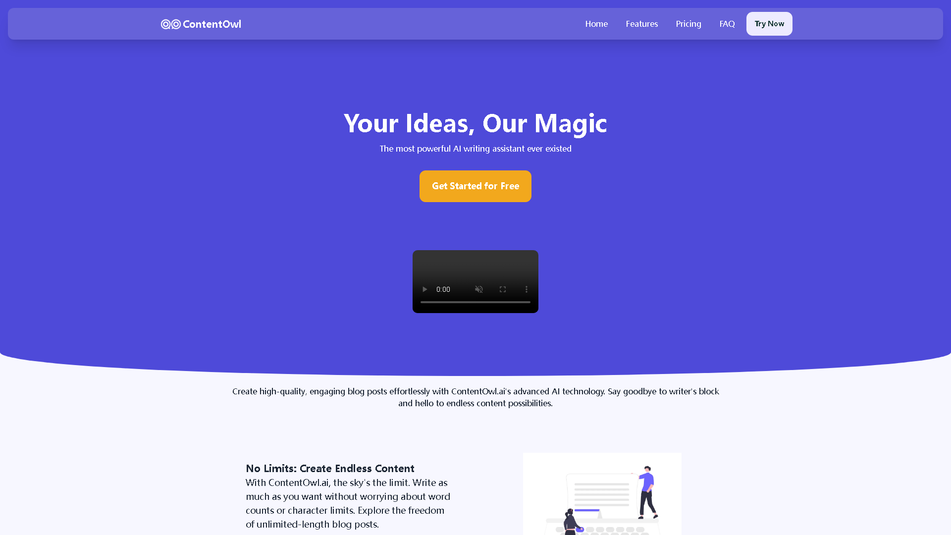 ContentOwl.ai Interface Screenshot - Writing & Editing Tool