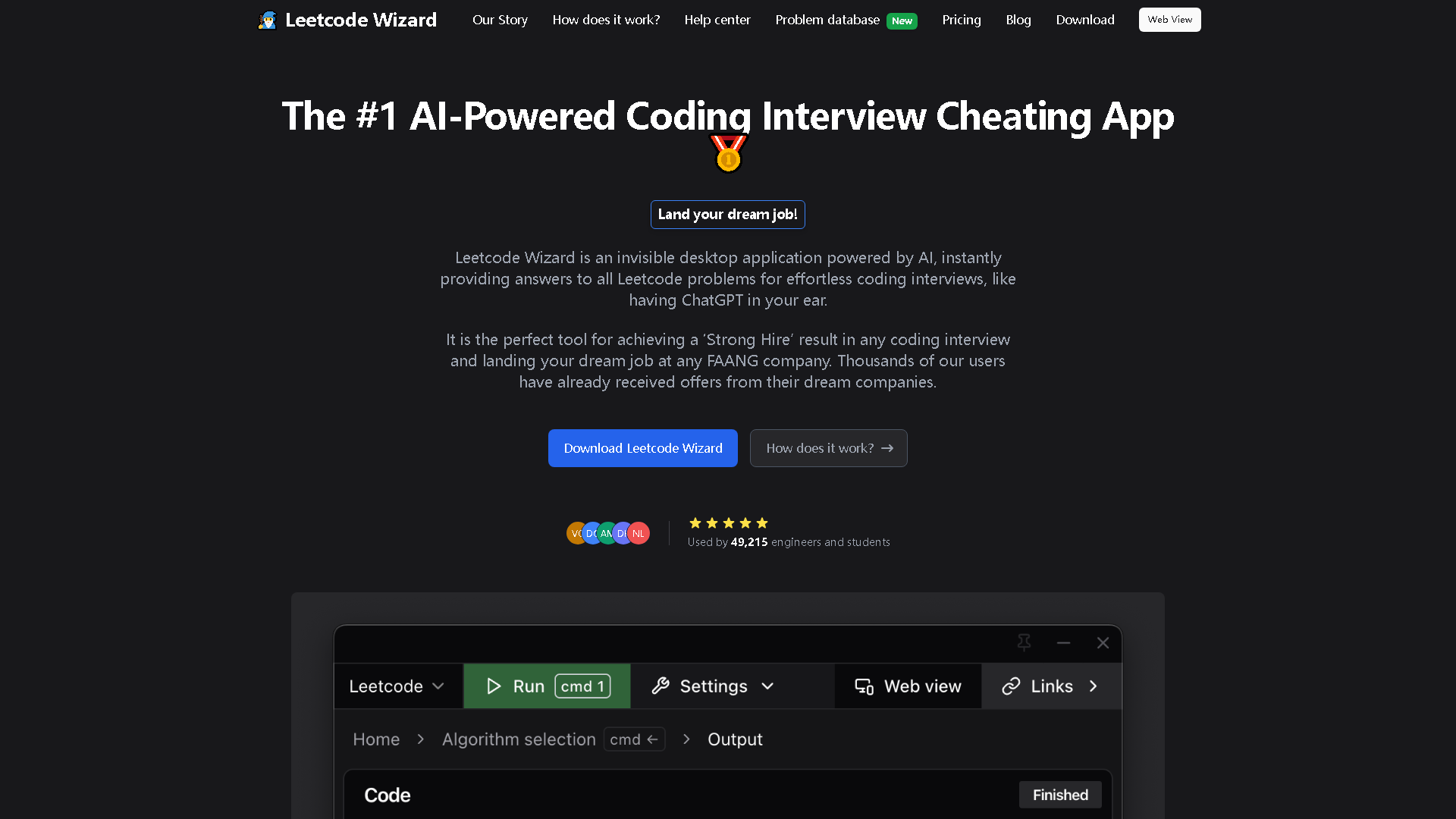 Leetcode Wizard Interface Screenshot - AI Detection & Anti-Detection Tool