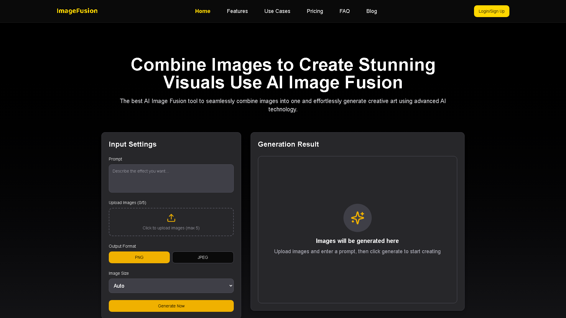 ImageFusion Interface Screenshot - Image & Design Tool