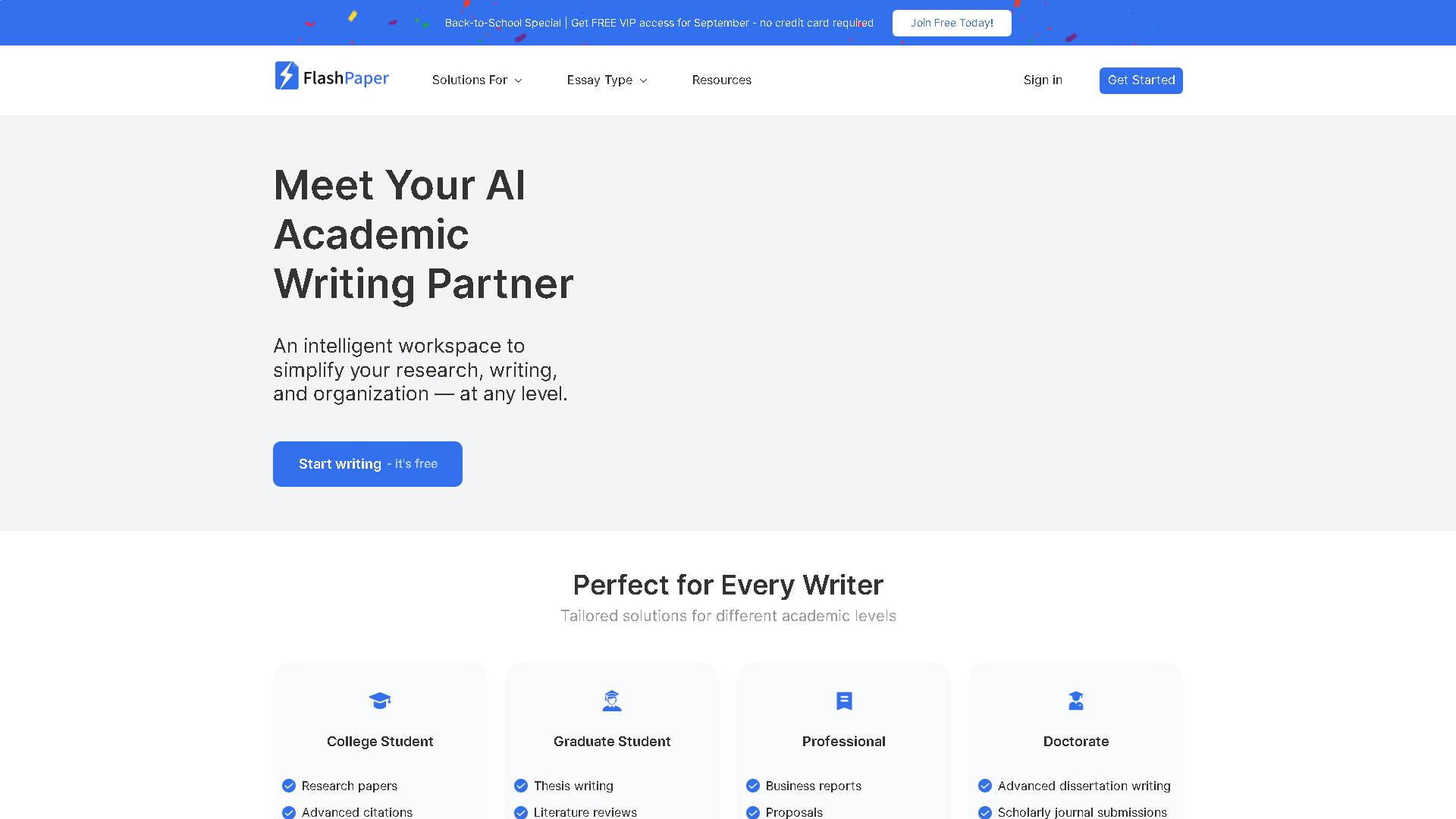 FlashPaper Interface Screenshot - Writing & Editing Tool