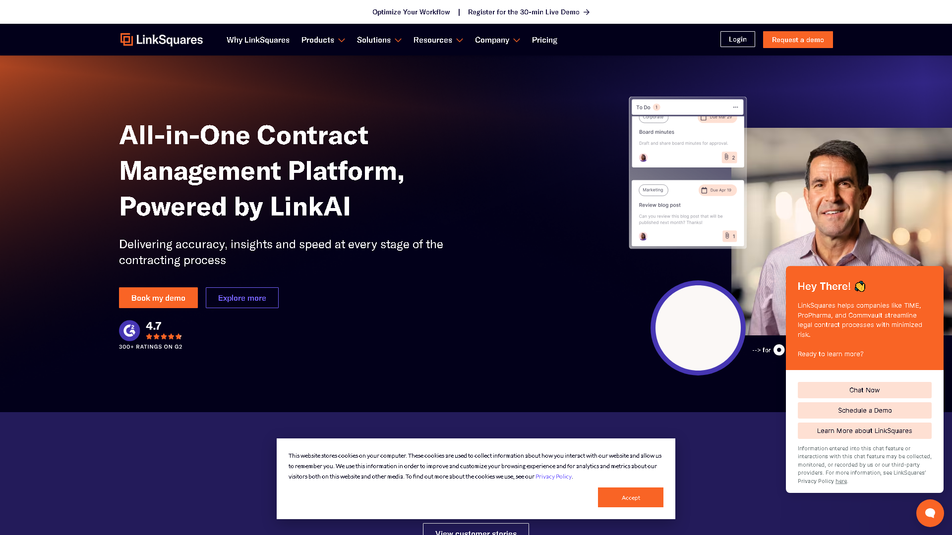 LinkSquares Interface Screenshot - Legal & Finance Tool