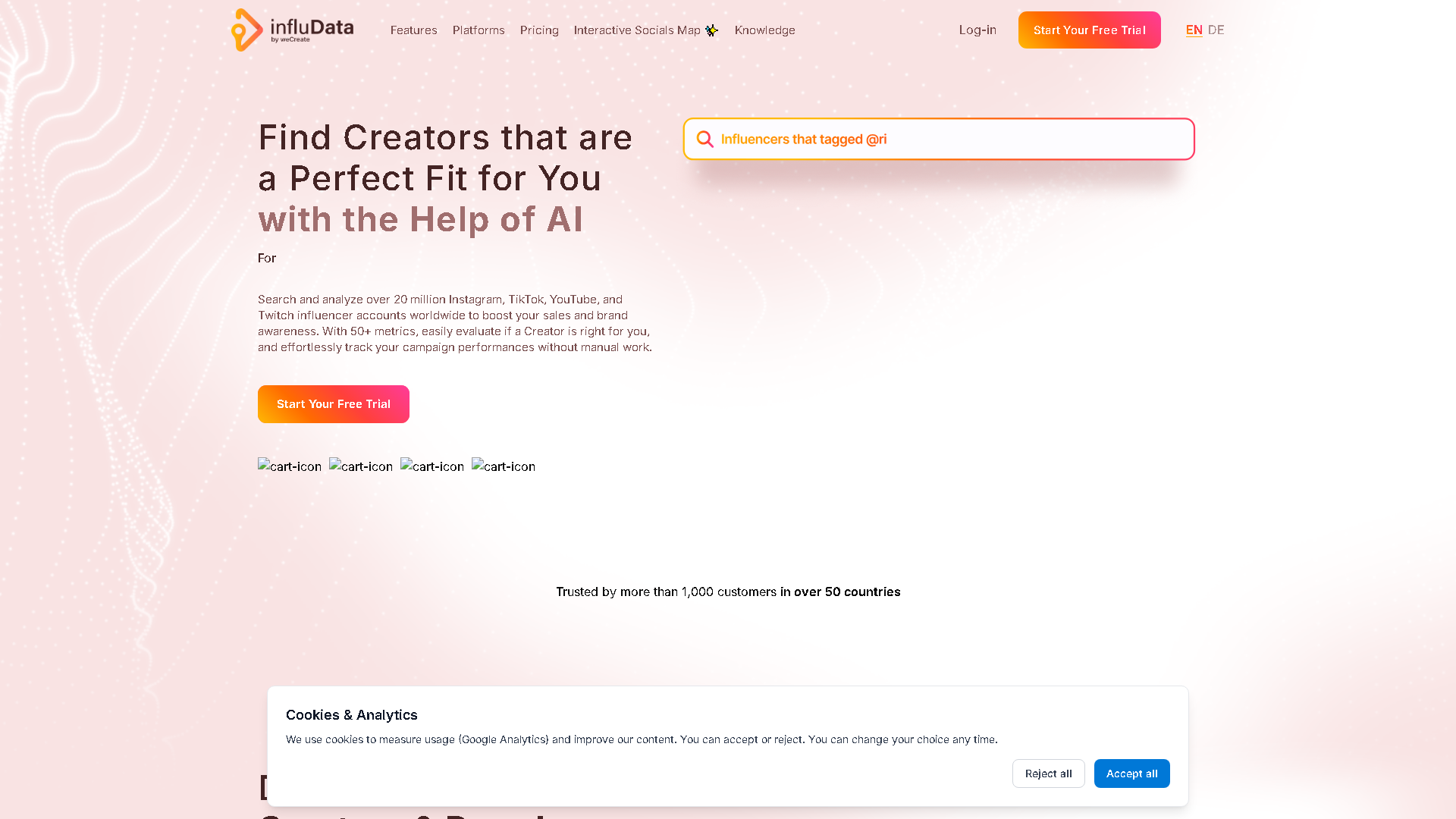 influData Interface Screenshot - Social Media Tool