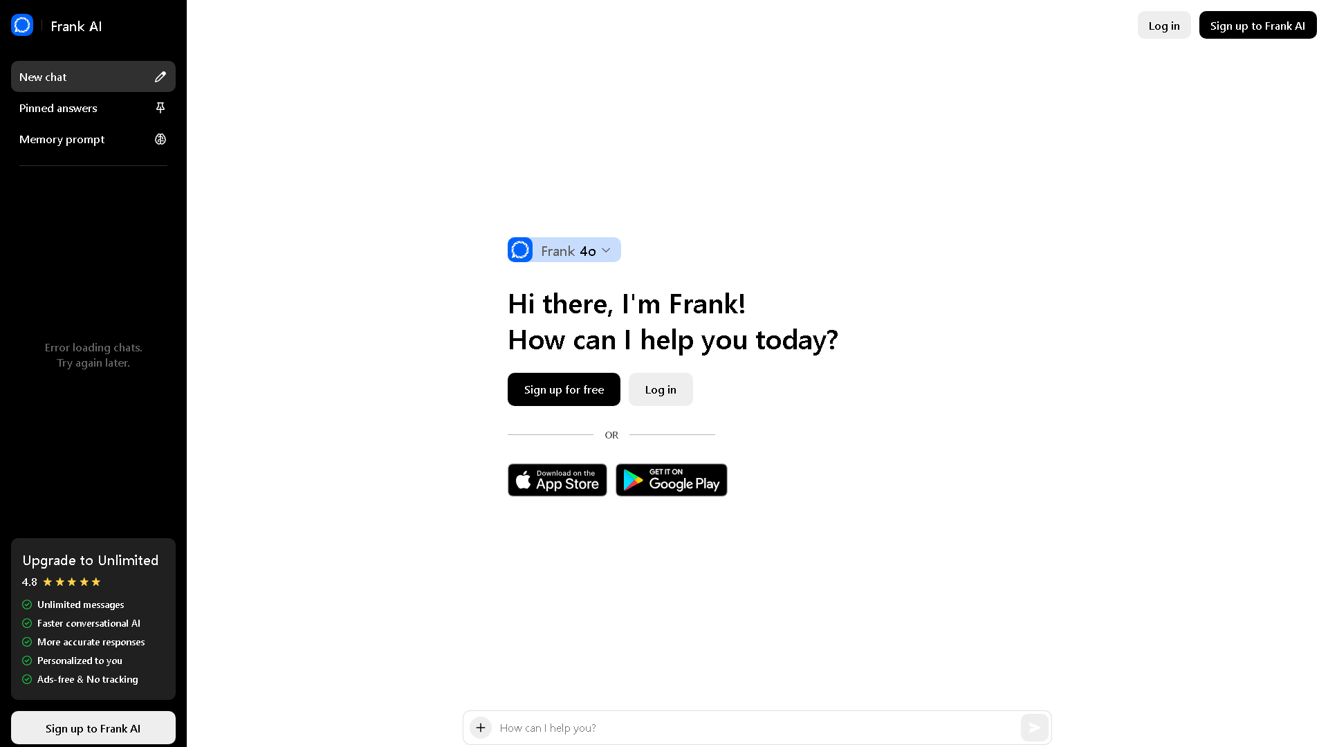 Frank AI Interface Screenshot - Writing & Editing Tool