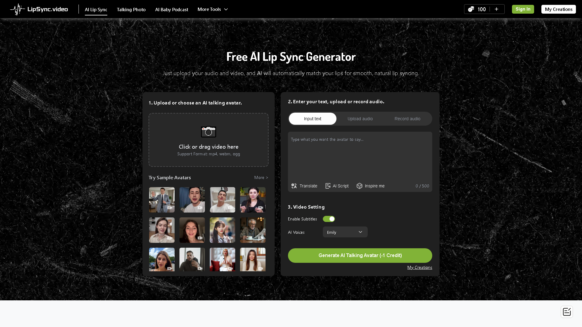 LipSync.video Interface Screenshot - Video & Animation Tool