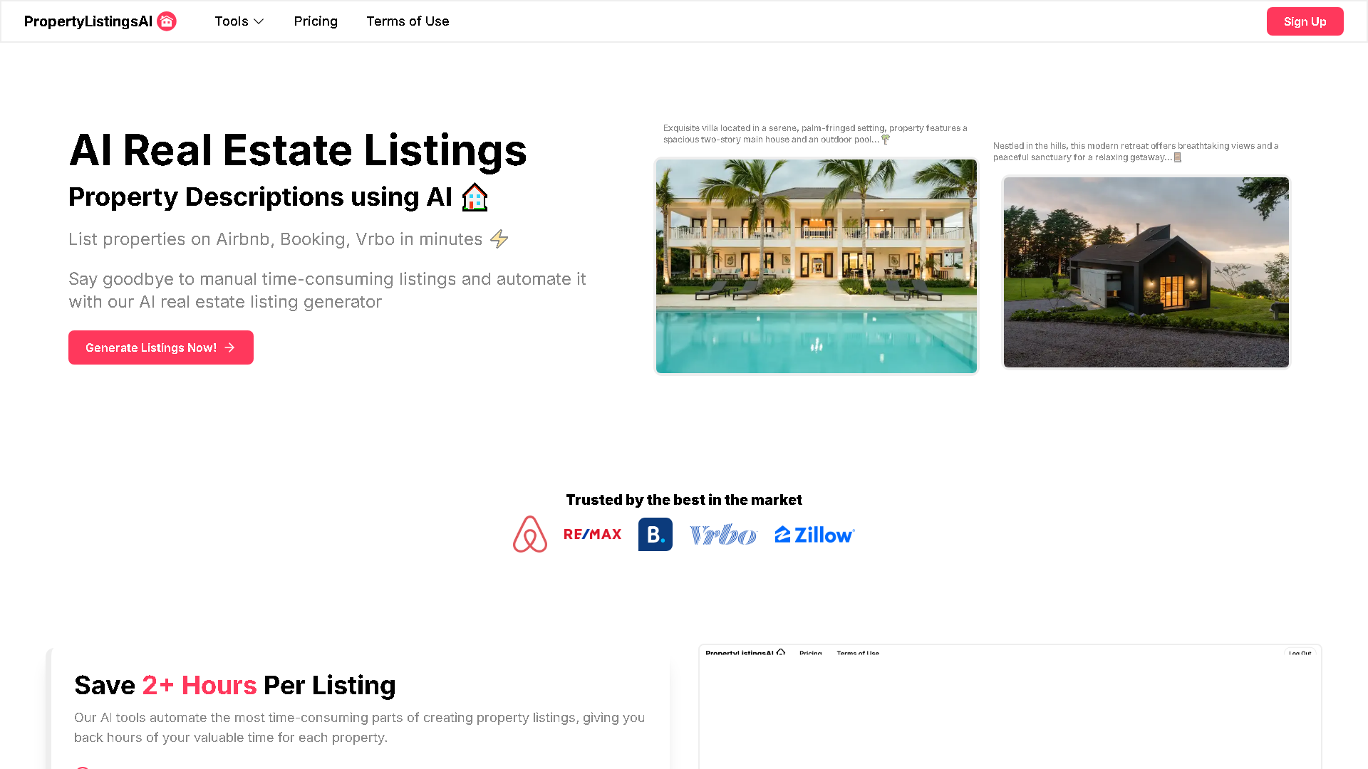 PropertyListingsAI Interface Screenshot - Writing & Editing Tool