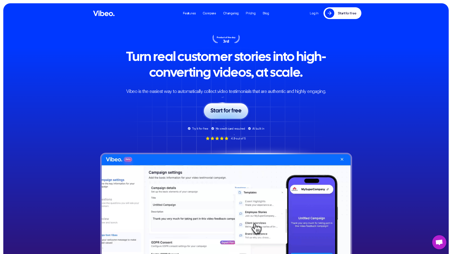 Vibeo AI Interface Screenshot - Video & Animation Tool