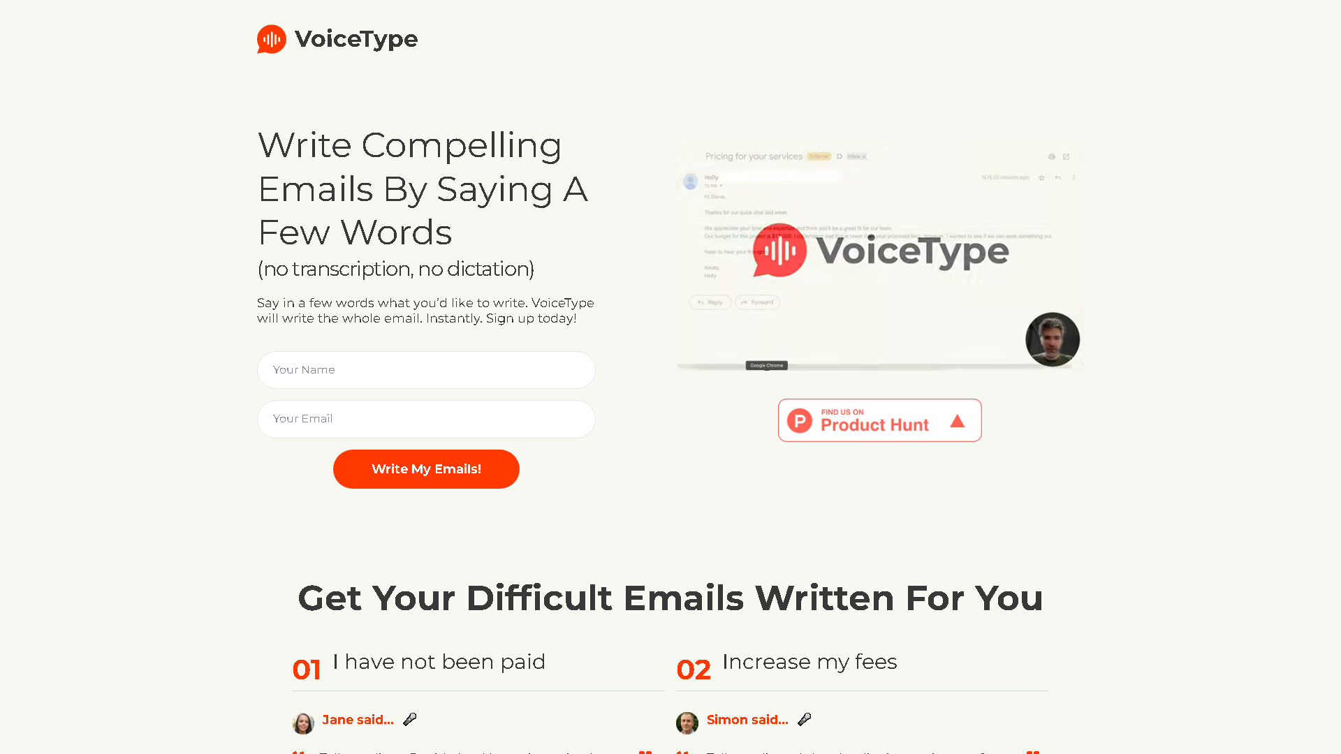 VoiceType Interface Screenshot - Writing & Editing Tool