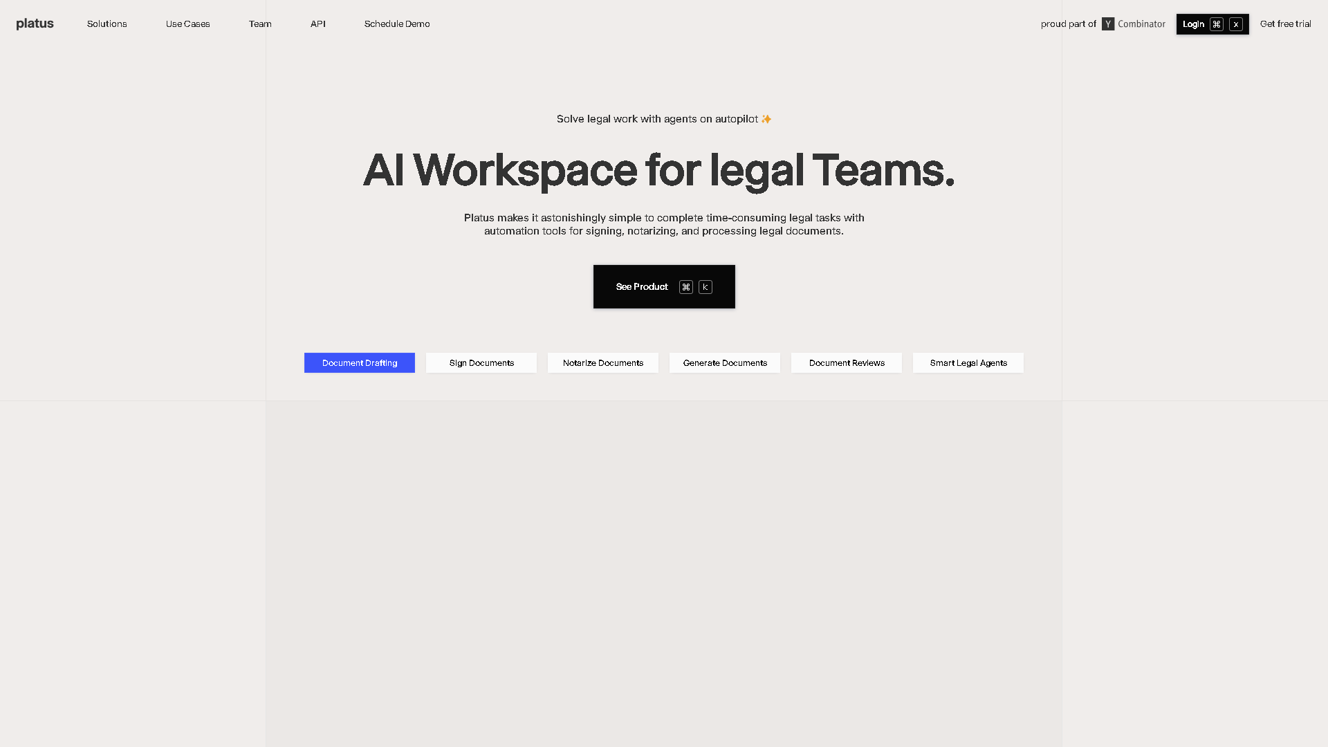 Platus Interface Screenshot - Legal & Finance Tool