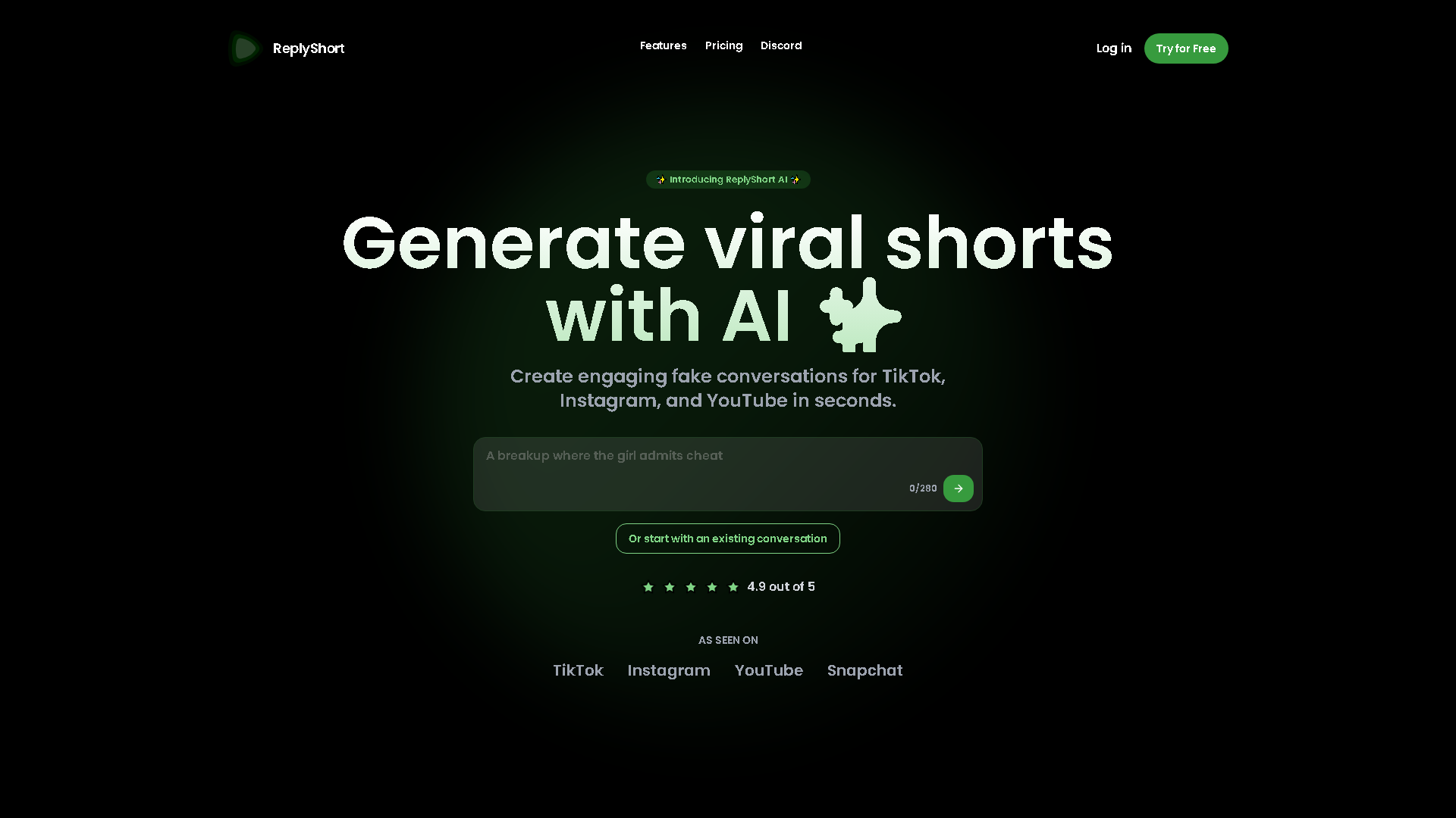ReplyShort Interface Screenshot - Writing & Editing Tool