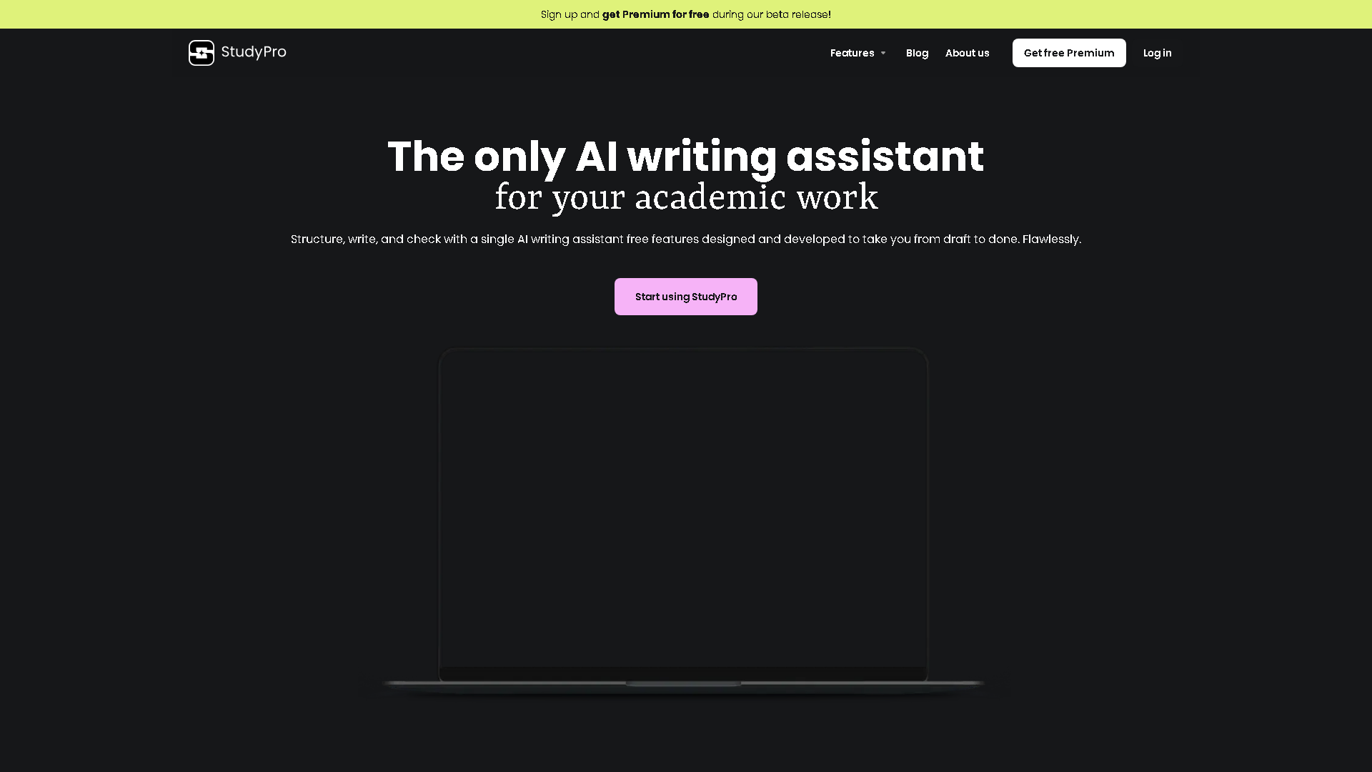 StudyPro Interface Screenshot - Writing & Editing Tool