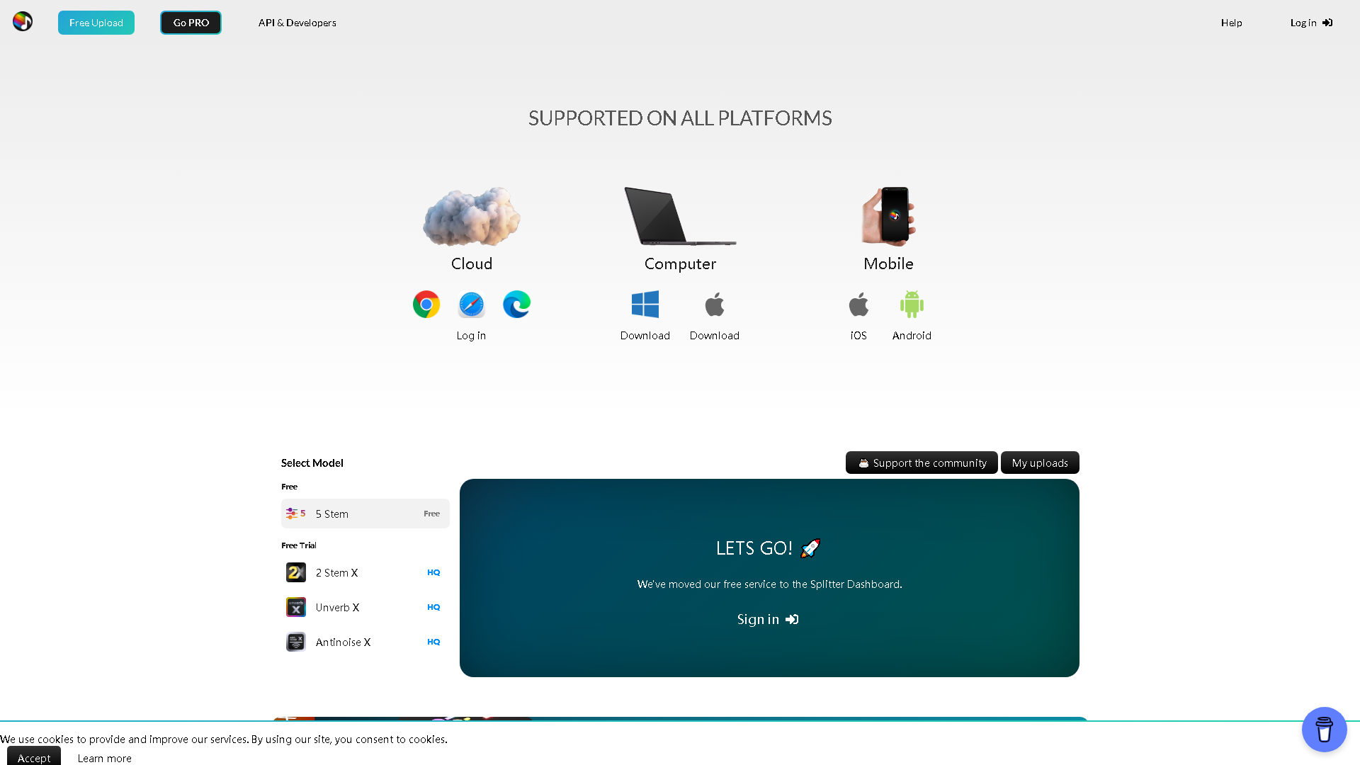 Splitter.ai Interface Screenshot - Music & Audio Tool