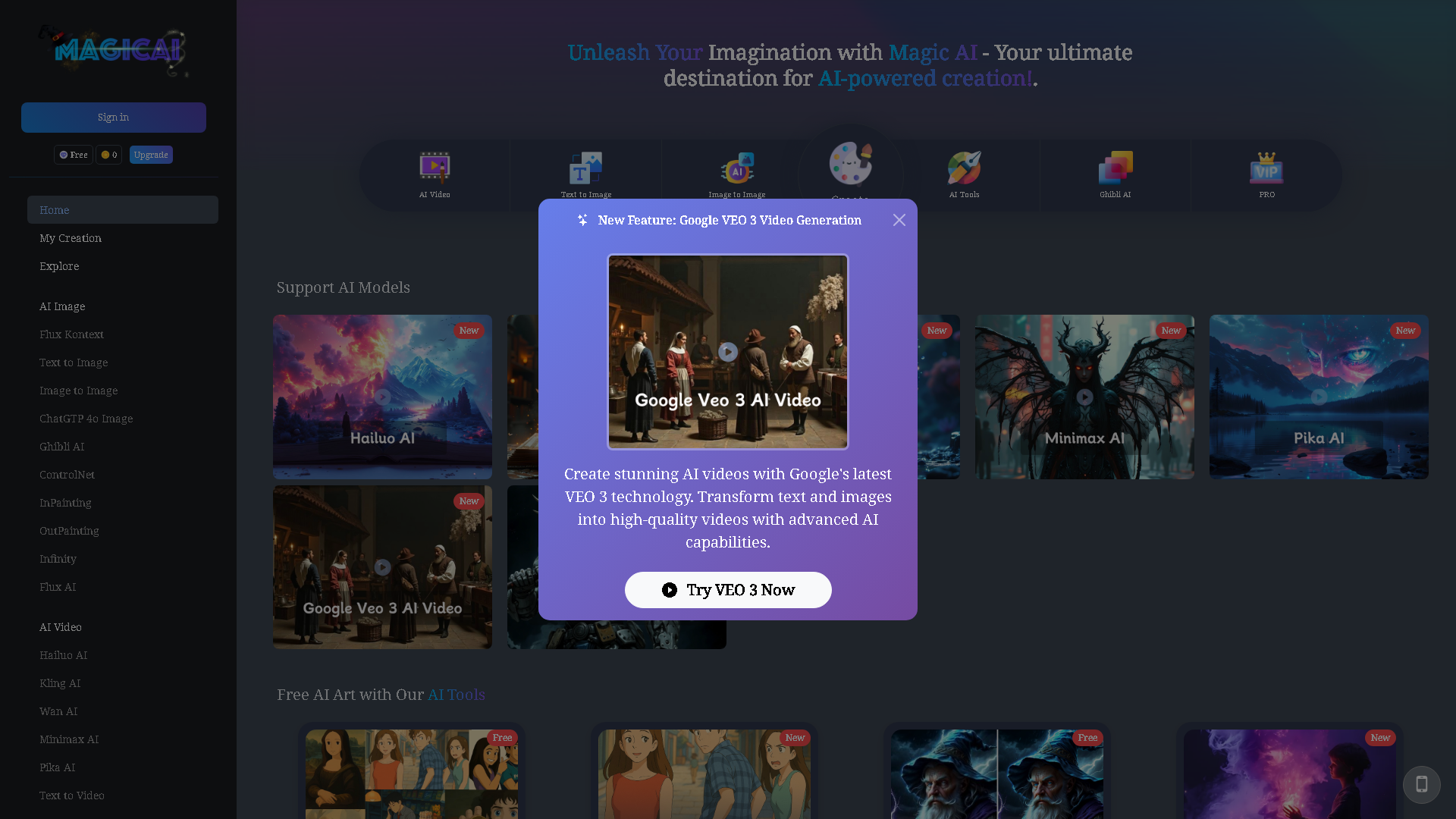 MagicAI Interface Screenshot - Image & Design Tool