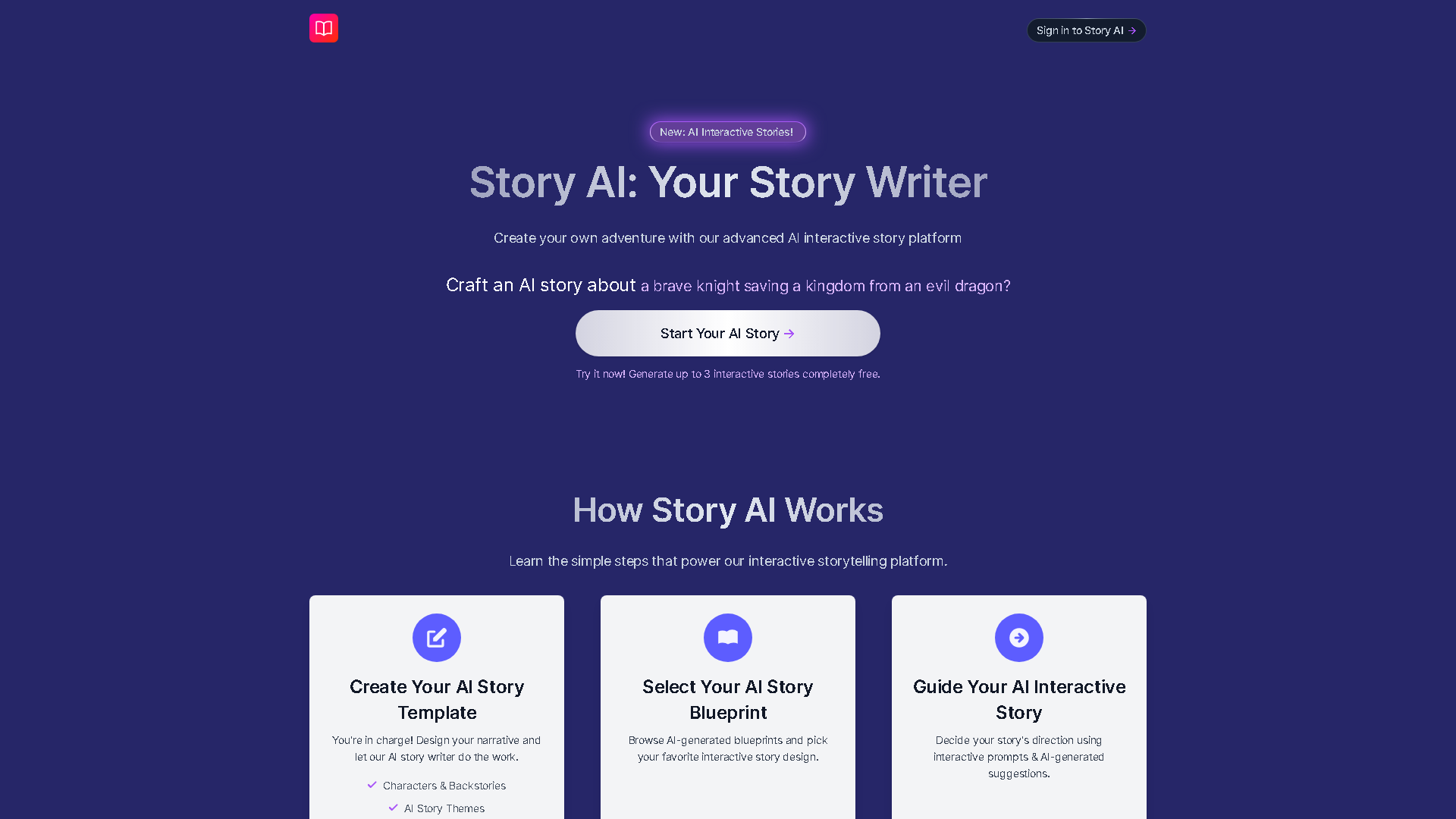 Story AI Interface Screenshot - Writing & Editing Tool