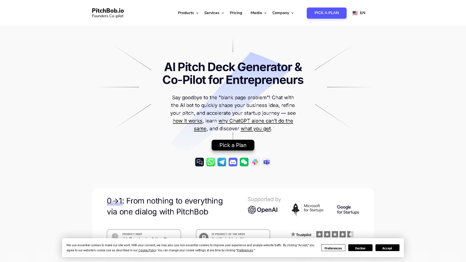 PitchBob.io Interface Screenshot - Marketing & Advertising Tool