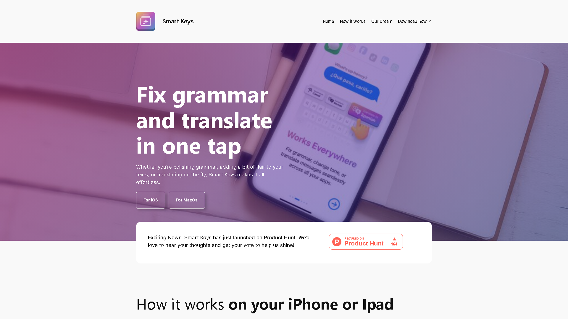 Smart Keys Interface Screenshot - Writing & Editing Tool