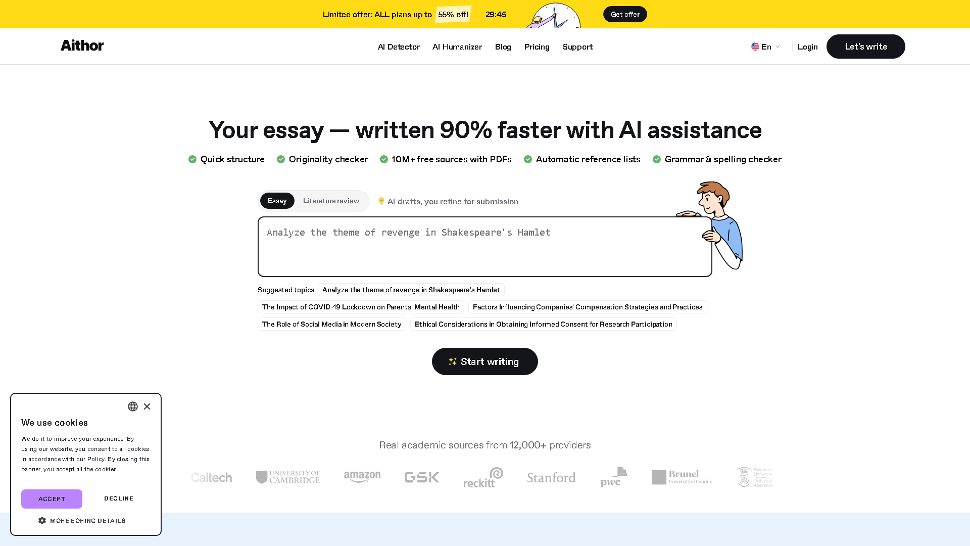 Aithor Interface Screenshot - Writing & Editing Tool