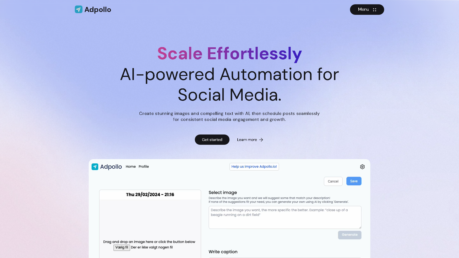Adpollo Interface Screenshot - Writing & Editing Tool