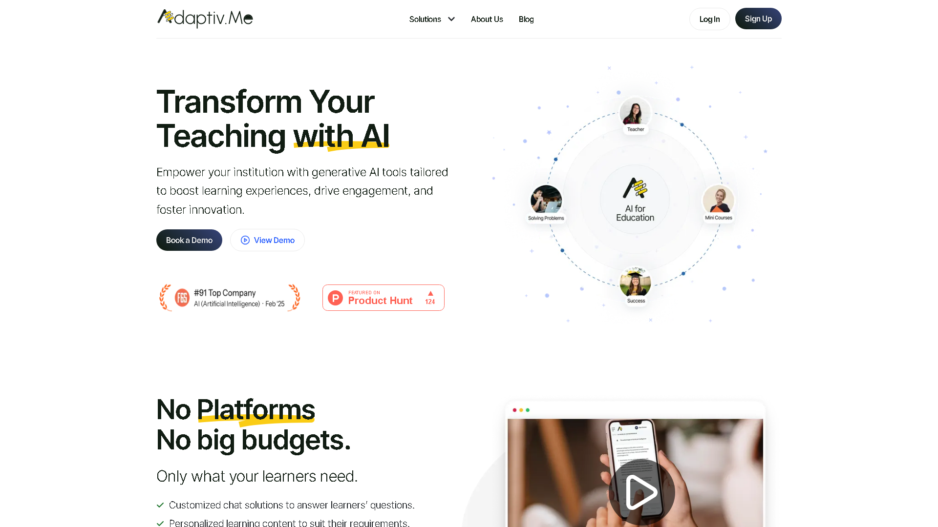 Adaptiv.me Interface Screenshot - Education & Learning Tool