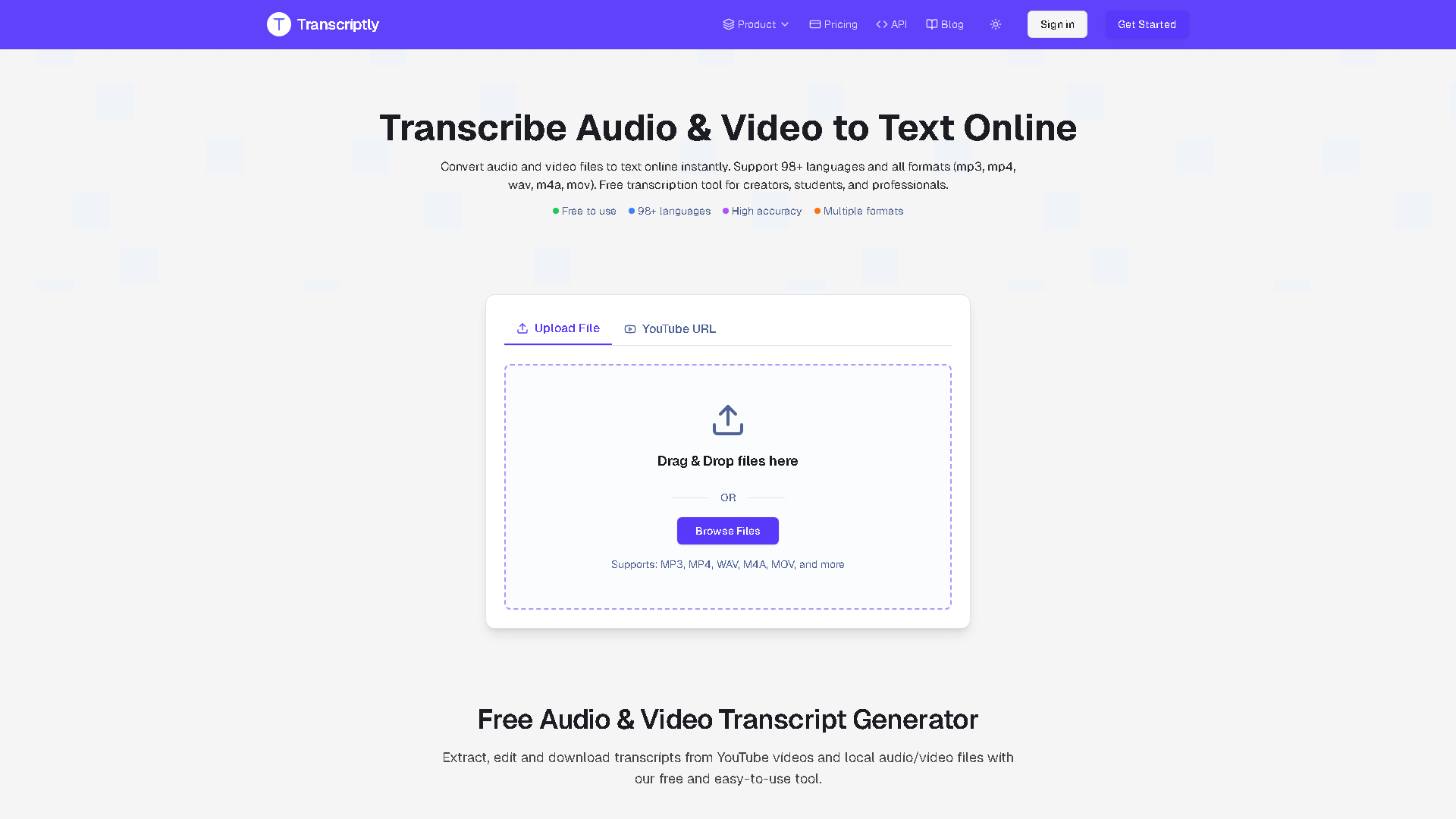 Transcriptly Interface Screenshot - Writing & Editing Tool