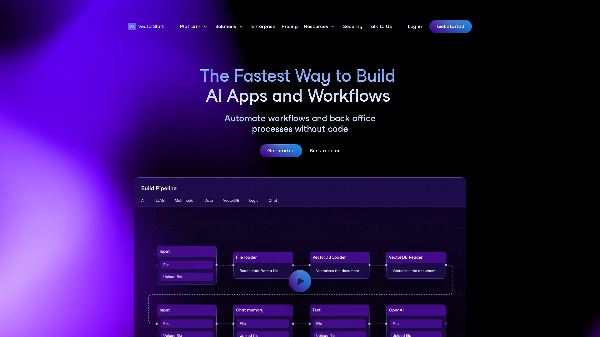 VectorShift Interface Screenshot - Writing & Editing Tool