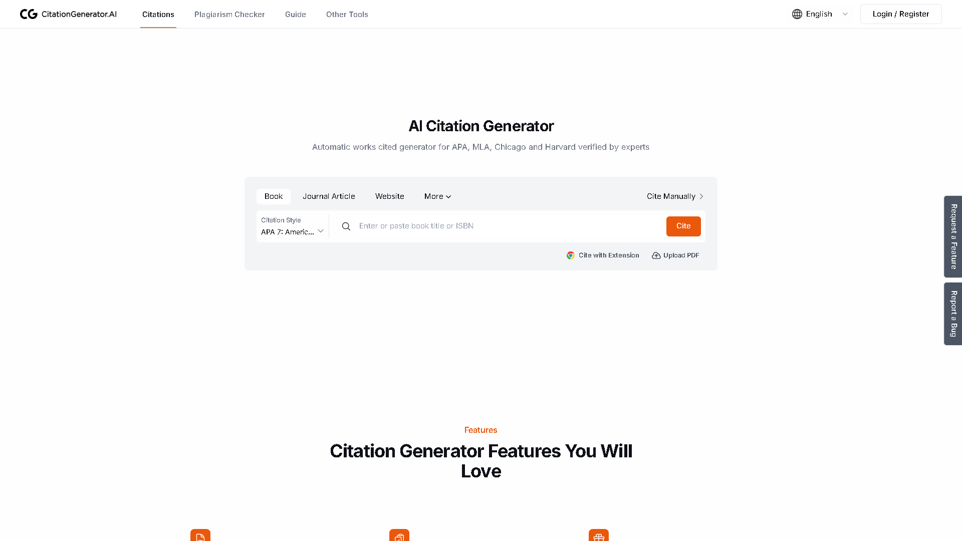 CitationGenerator.AI Interface Screenshot - Writing & Editing Tool