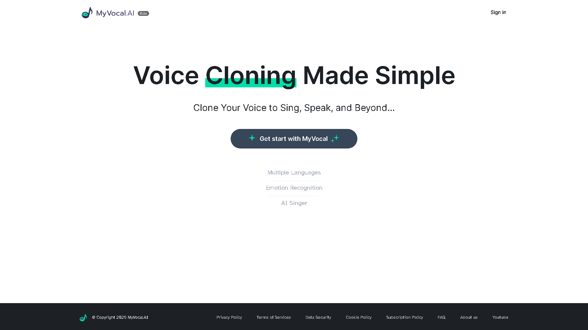 MyVocal.ai Interface Screenshot - Music & Audio Tool