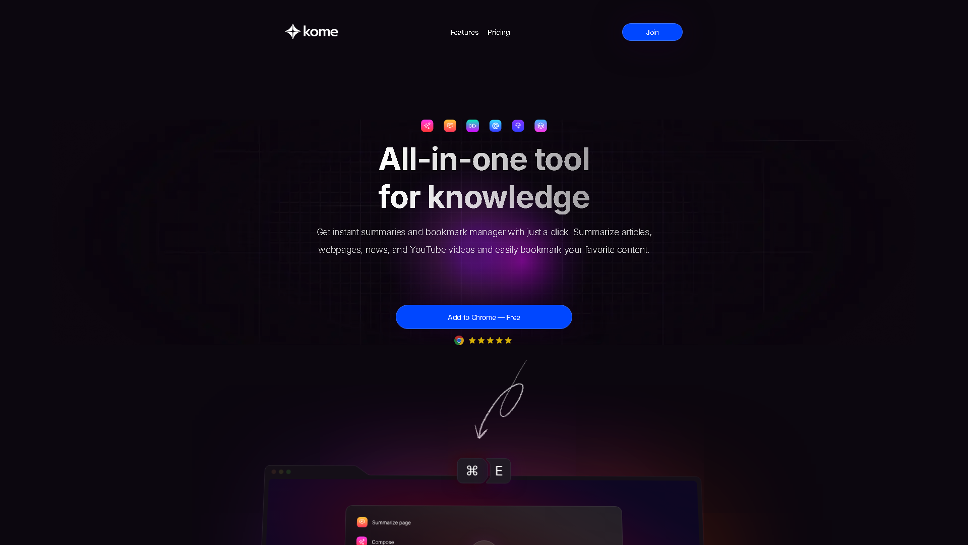 Kome AI Interface Screenshot - Writing & Editing Tool