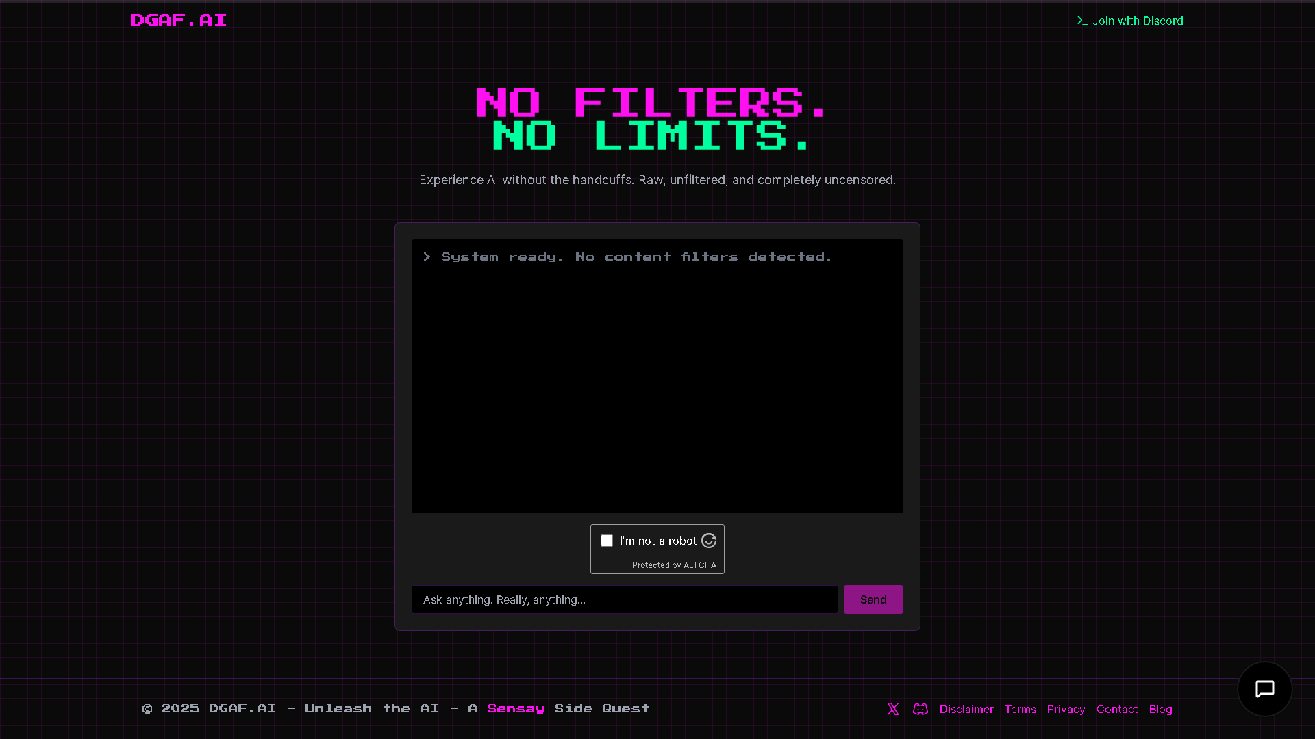 DGAF.AI Interface Screenshot - Writing & Editing Tool