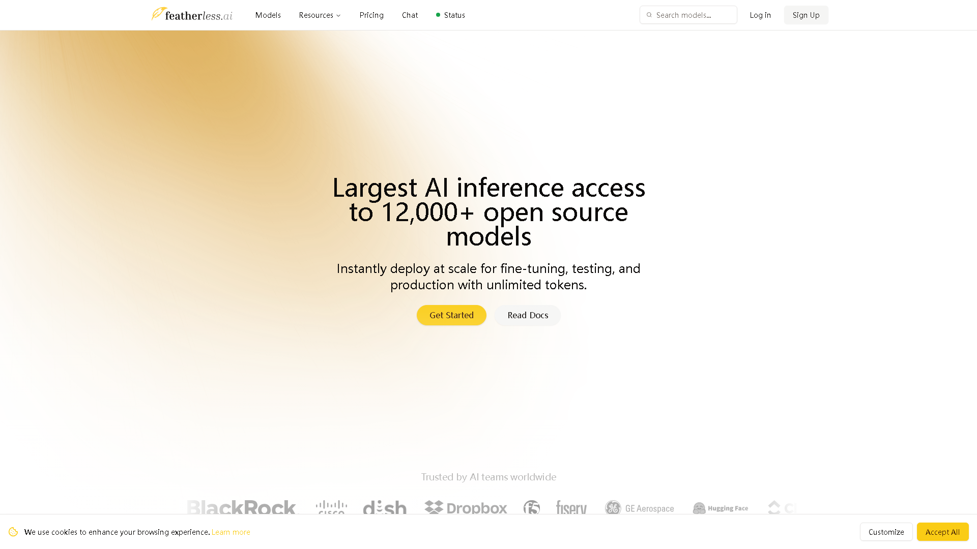 Featherless.ai Interface Screenshot - Writing & Editing Tool