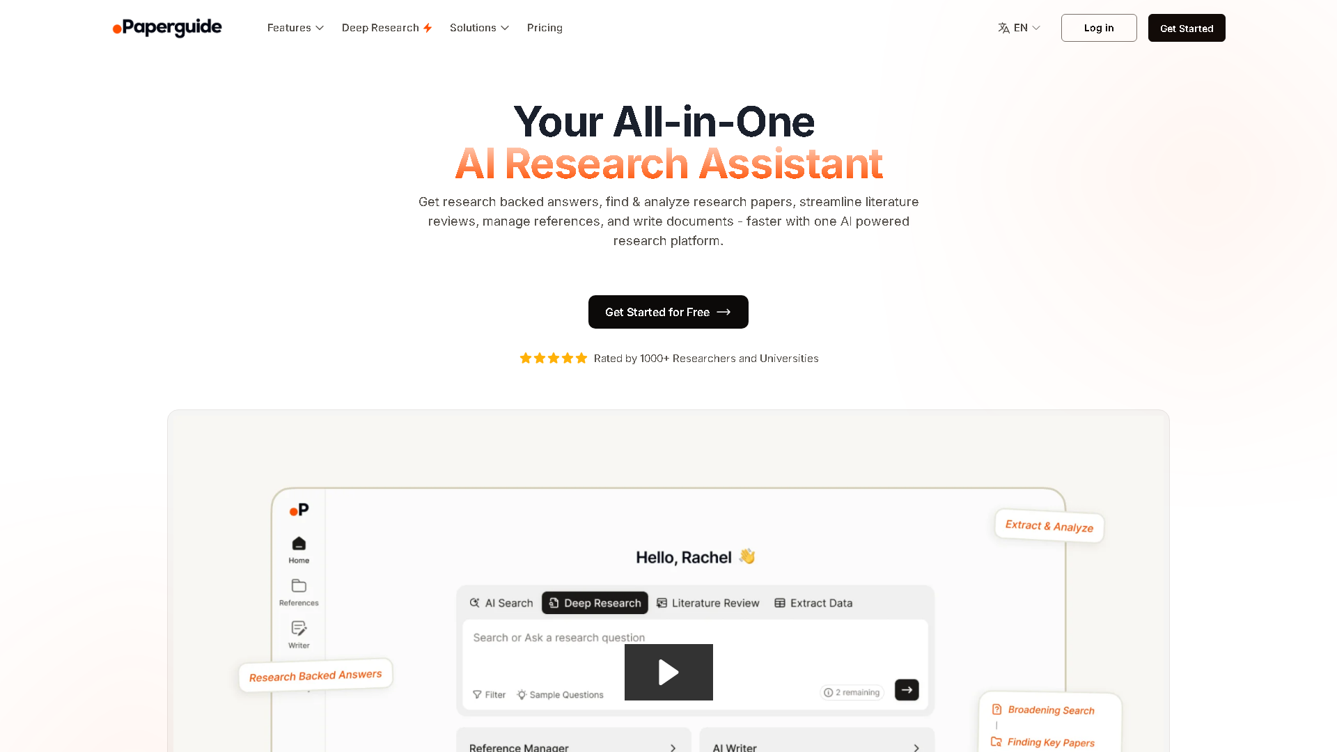 Paperguide Interface Screenshot - Writing & Editing Tool