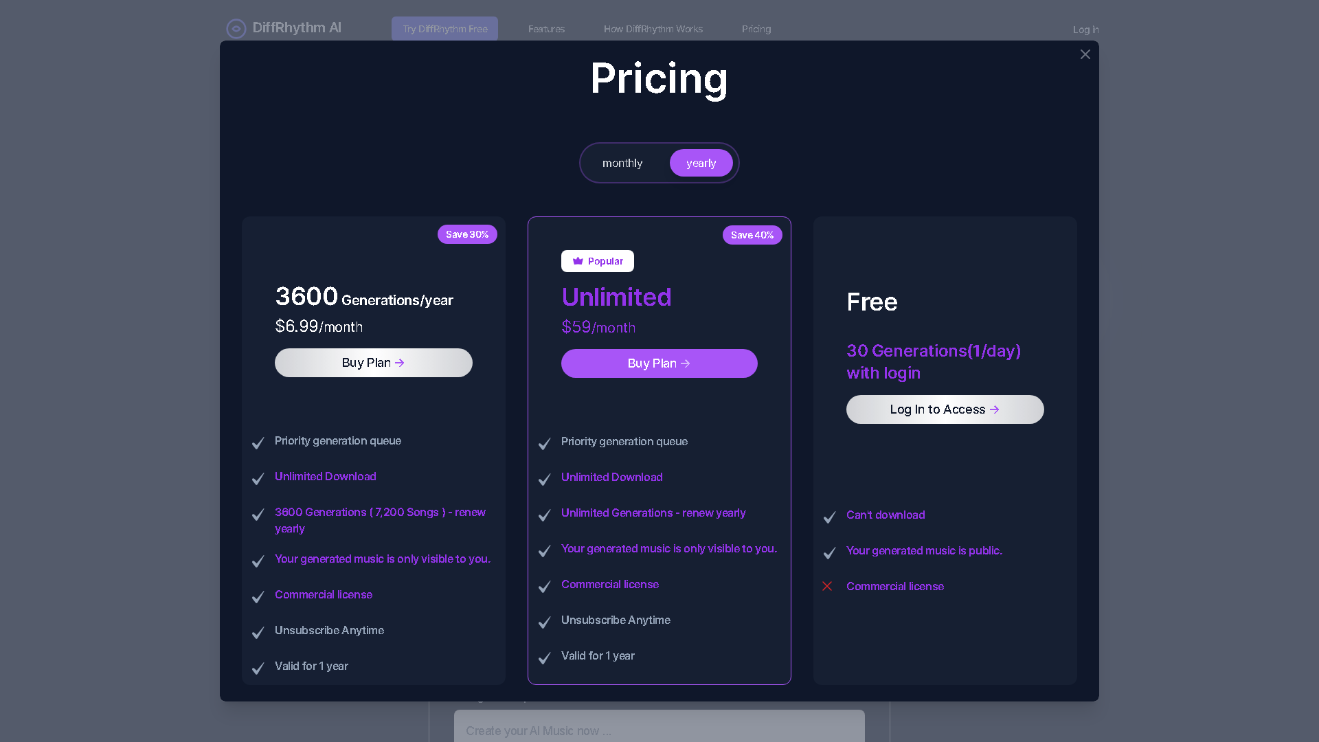 DiffRhythm AI Interface Screenshot - Music & Audio Tool