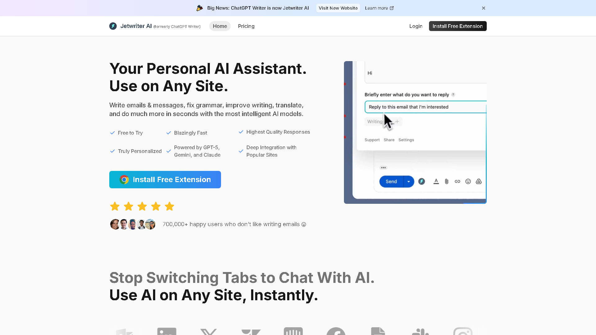 ChatGPT Writer Interface Screenshot - Writing & Editing Tool