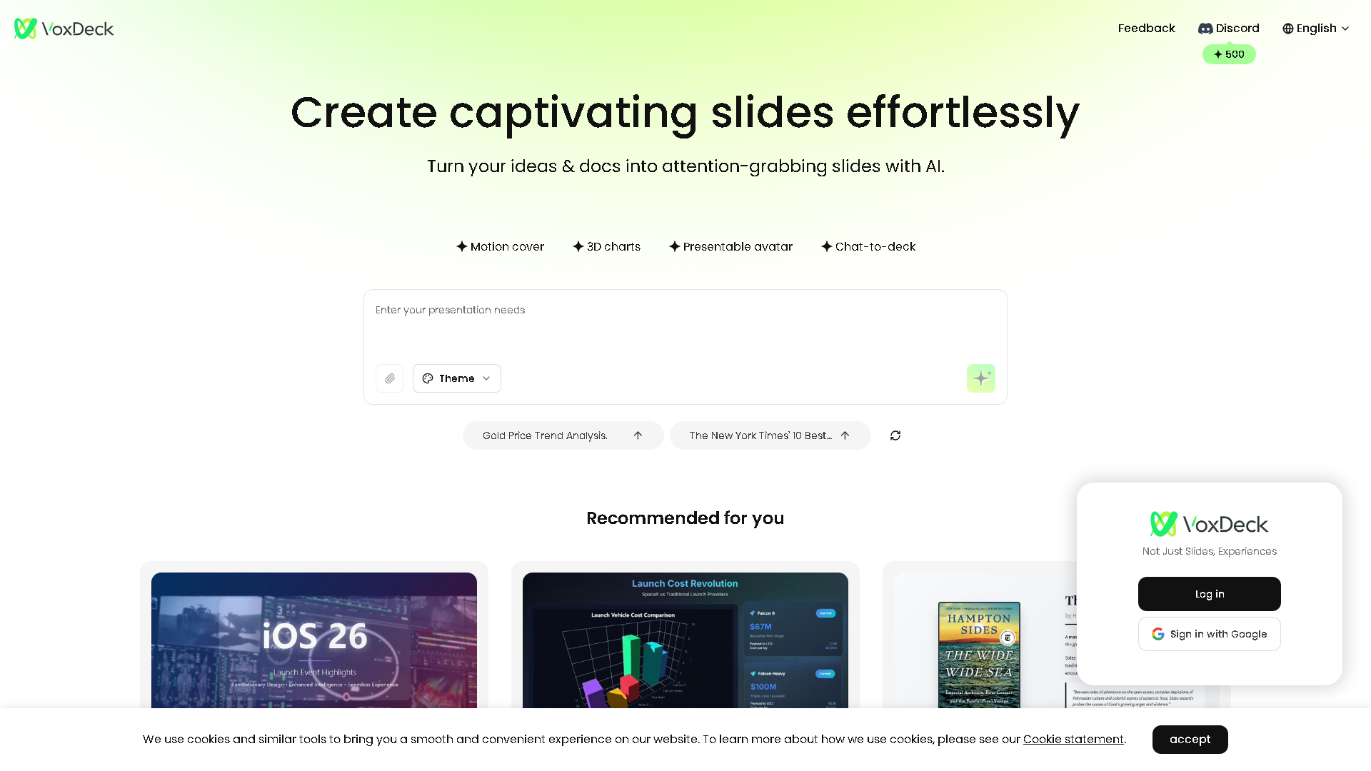 VoxDeck Interface Screenshot - Office & Productivity Tool