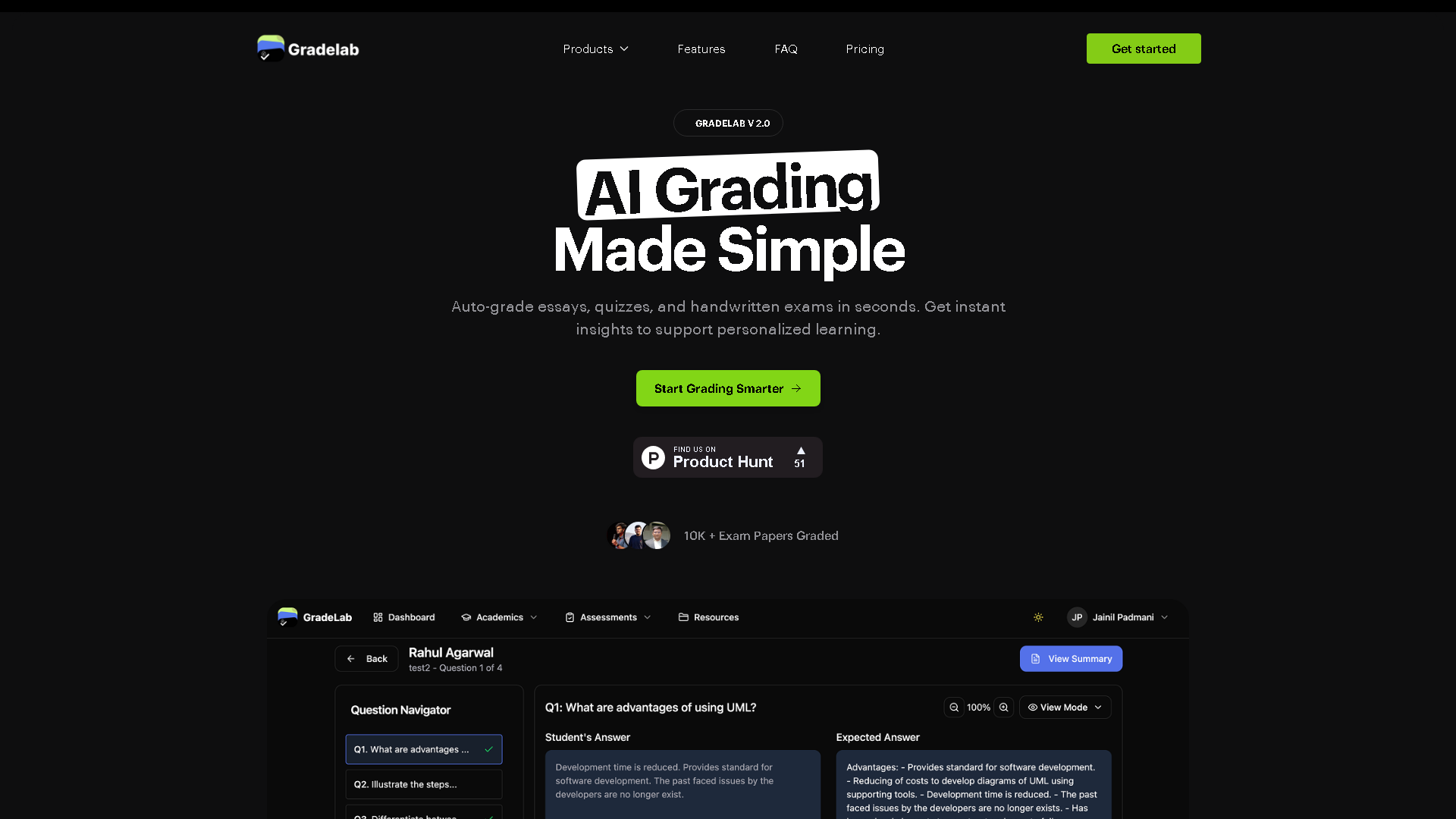 GradeLab Interface Screenshot - AI Detection & Anti-Detection Tool