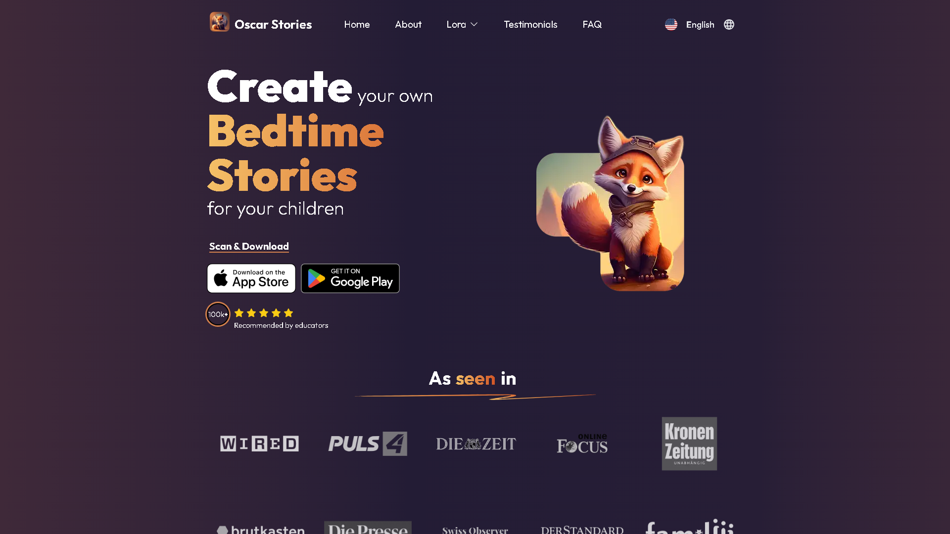 Oscar Stories Interface Screenshot - Writing & Editing Tool